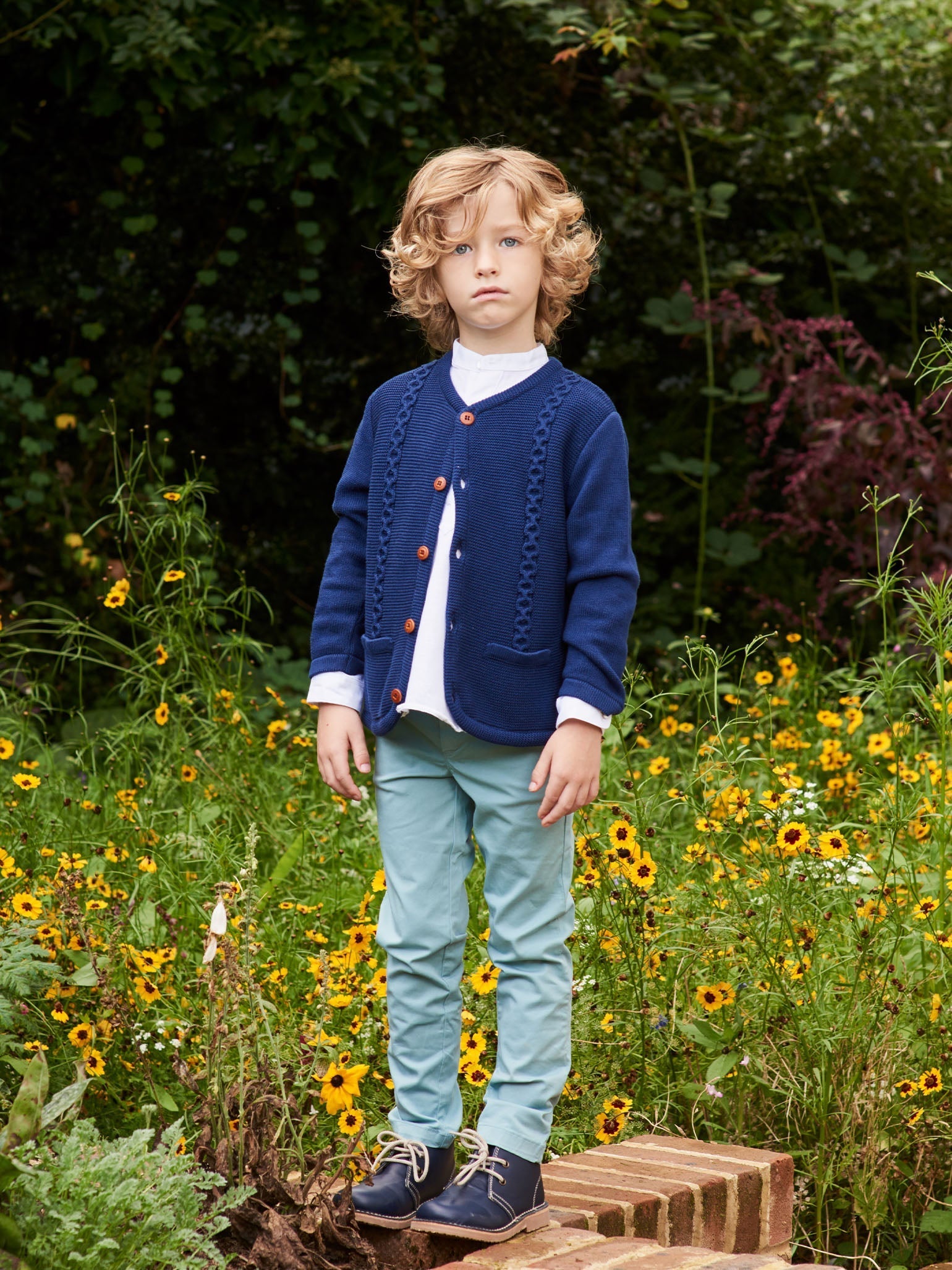 Navy Zas Boy Cotton Cardigan