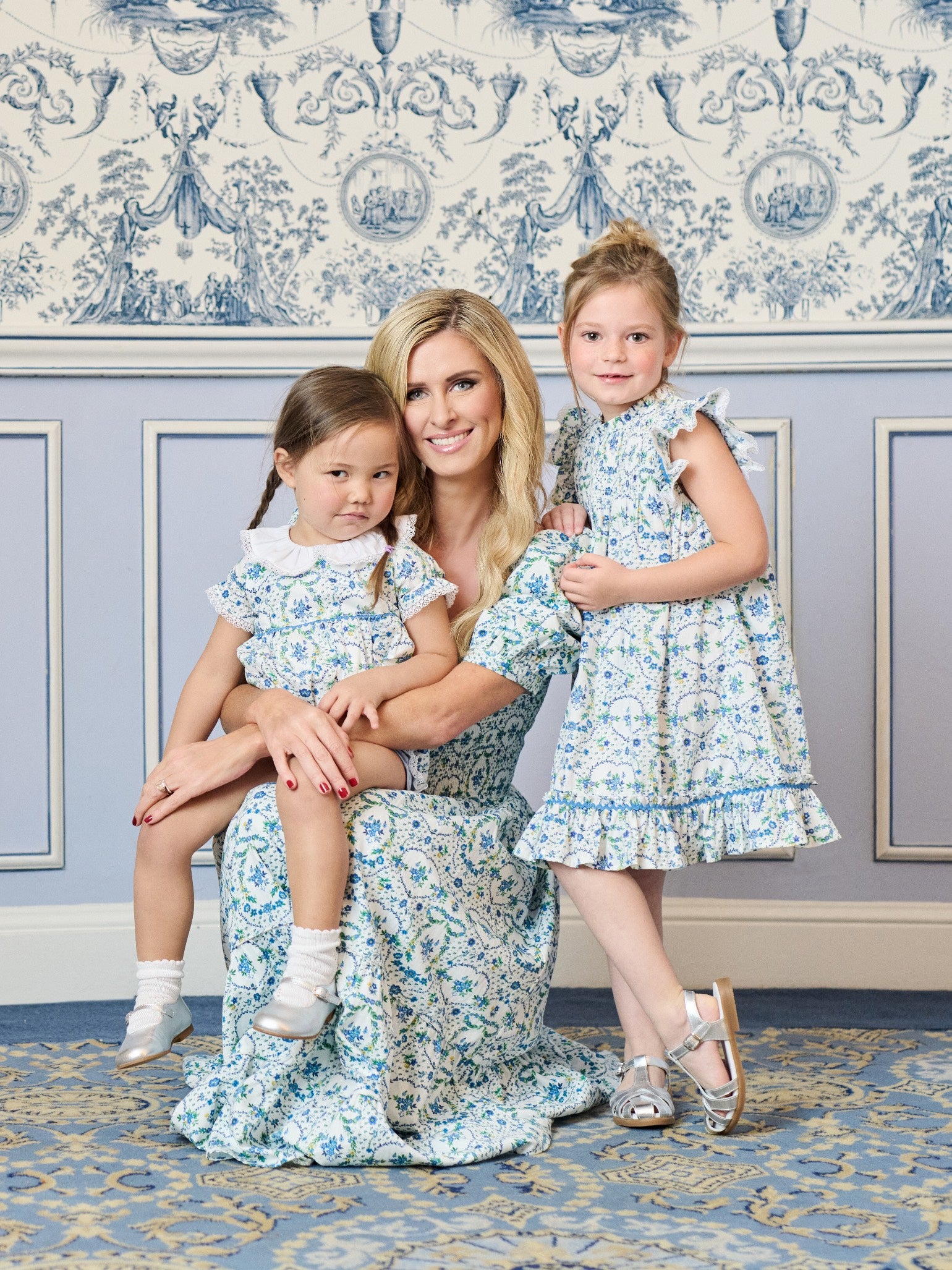 Nicky Hilton x La Coqueta Blue Bow Floral Lily-Grace Baby Girl Romper