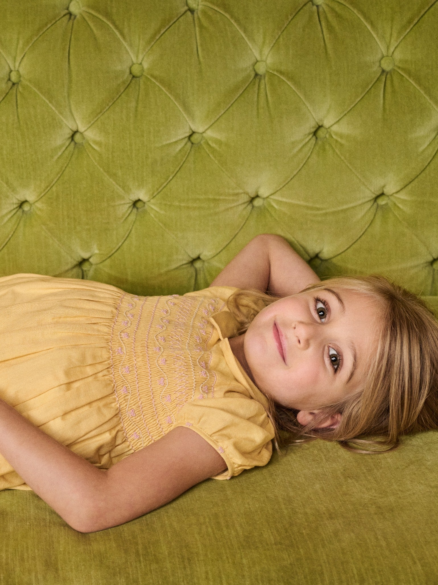 Nicky Hilton x La Coqueta Lemon Dolly Girl Hand-Smocked Dress