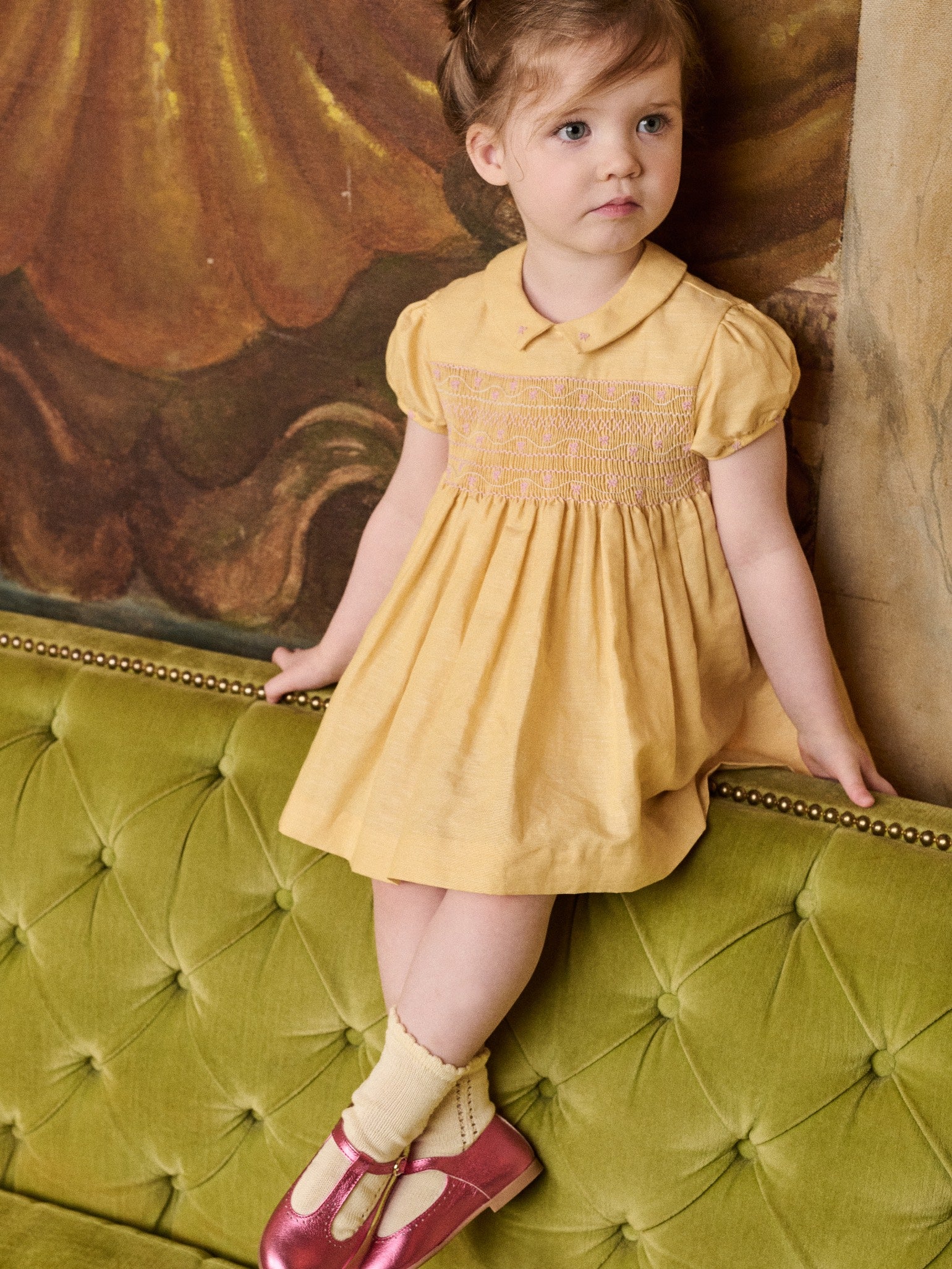 Nicky Hilton x La Coqueta Lemon Dolly Baby Girl Hand-Smocked Set