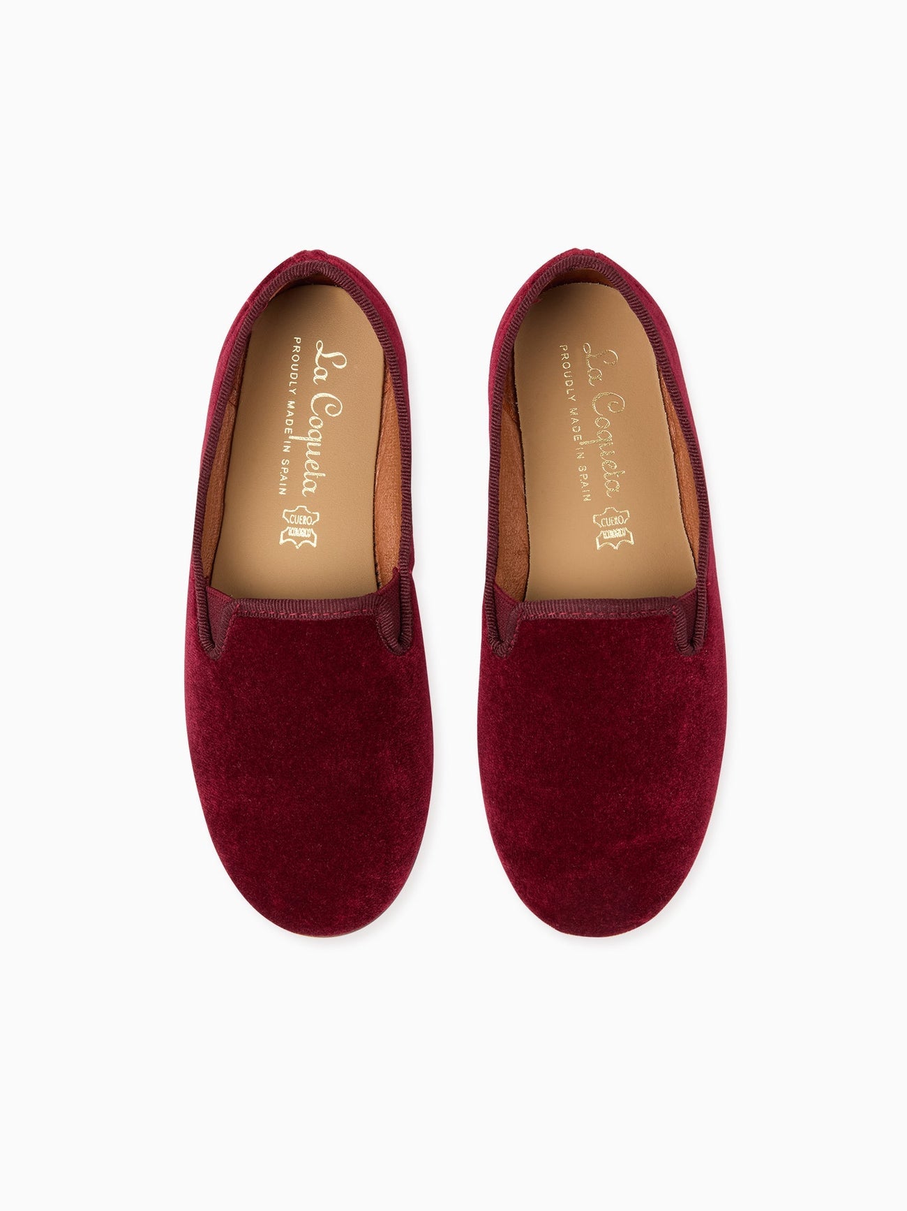 Burgundy Kids Velvet Slippers