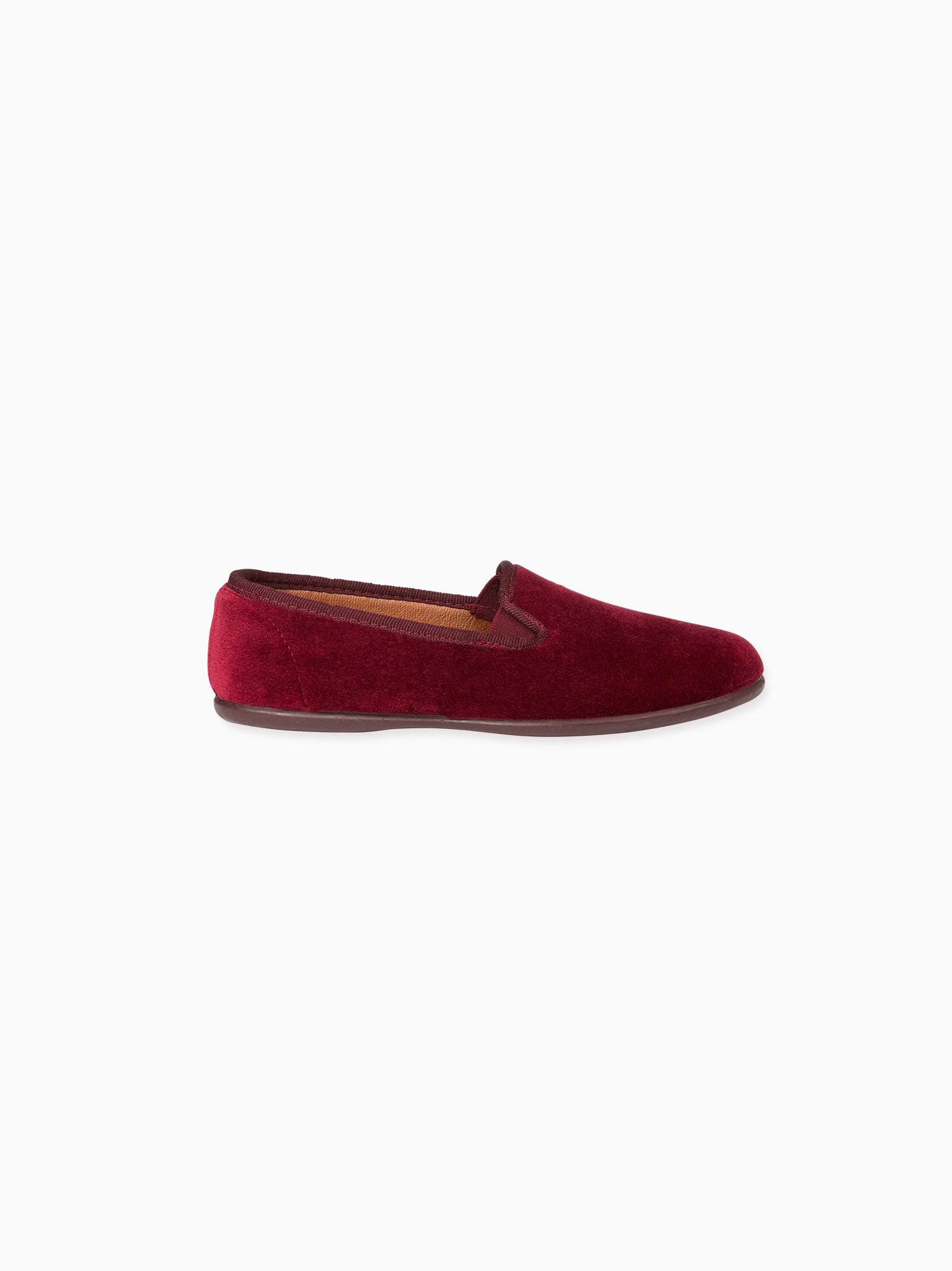 Burgundy Kids Velvet Slippers