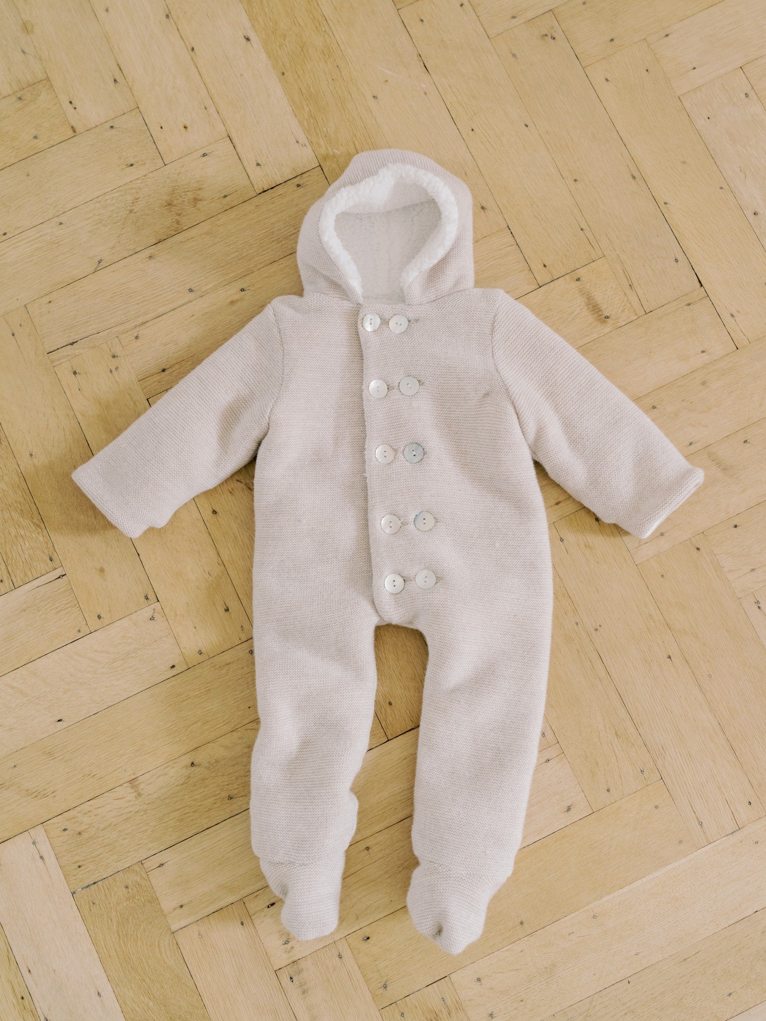Oatmeal Melange Alejo Merino Baby Snowsuit