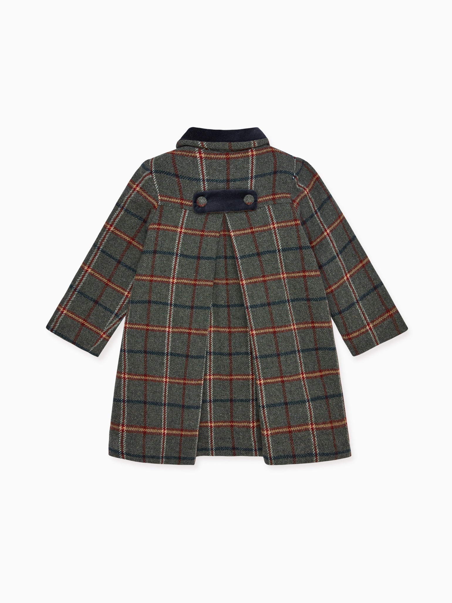 Olive Check Alicia Girl Wool Coat