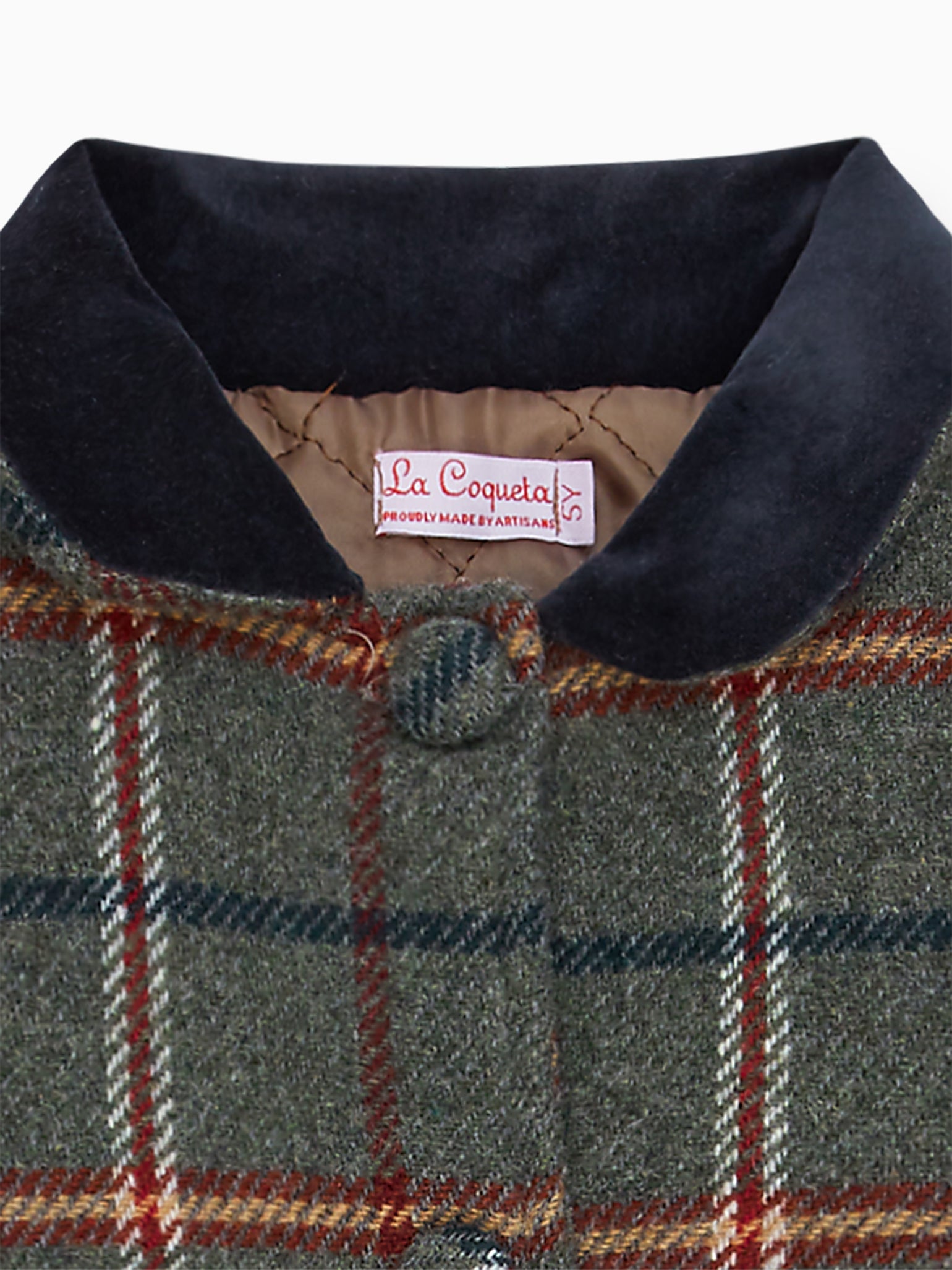 Olive Check Alicia Girl Wool Coat