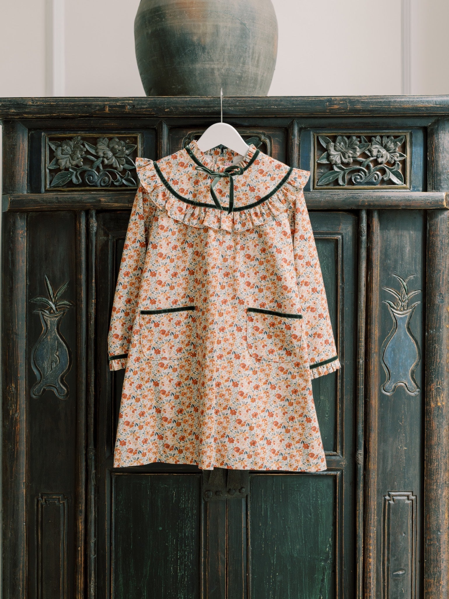 Terracotta Floral Alita Girl Empire Dress