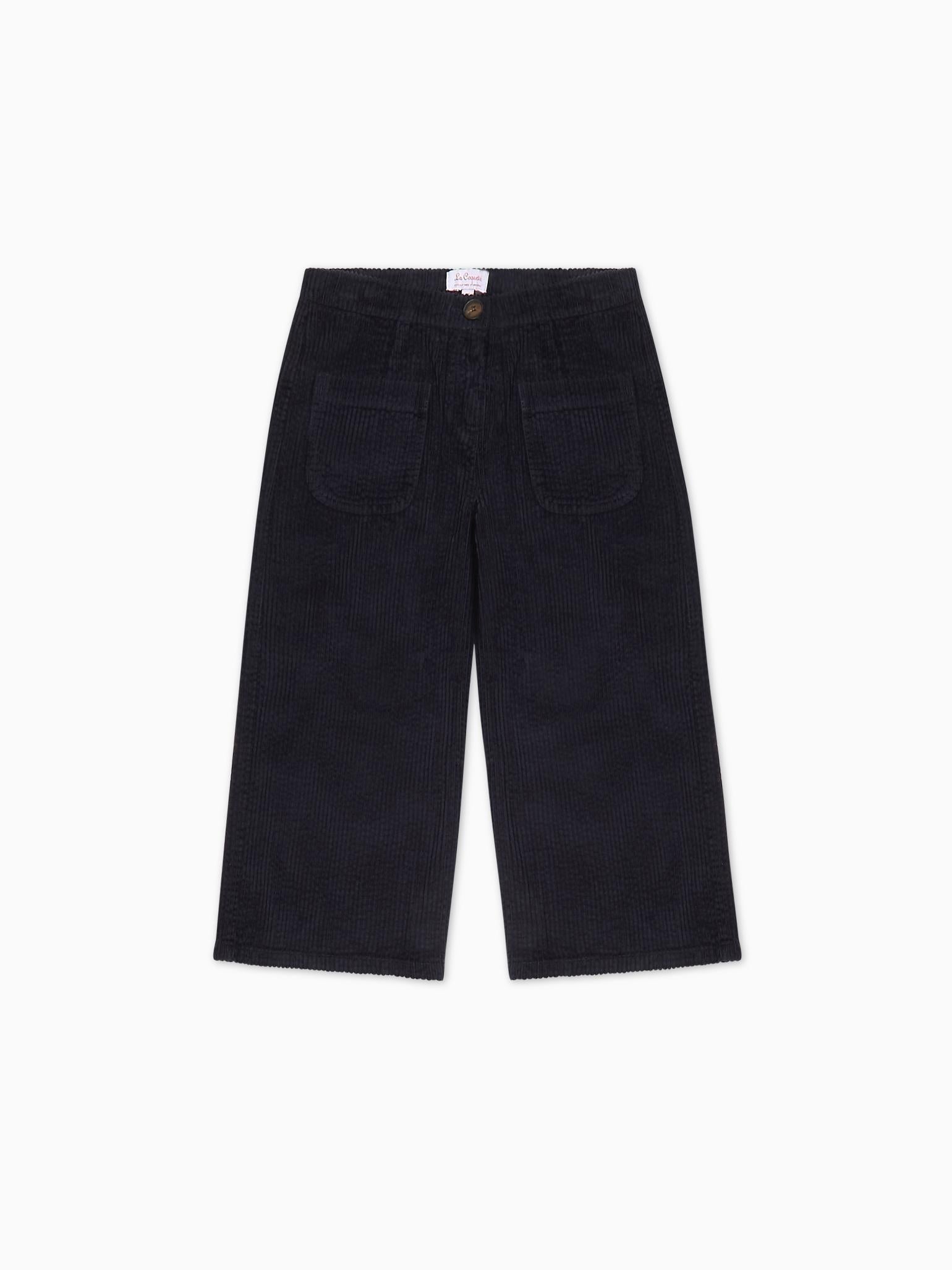 Navy Alma Corduroy Girl Trousers