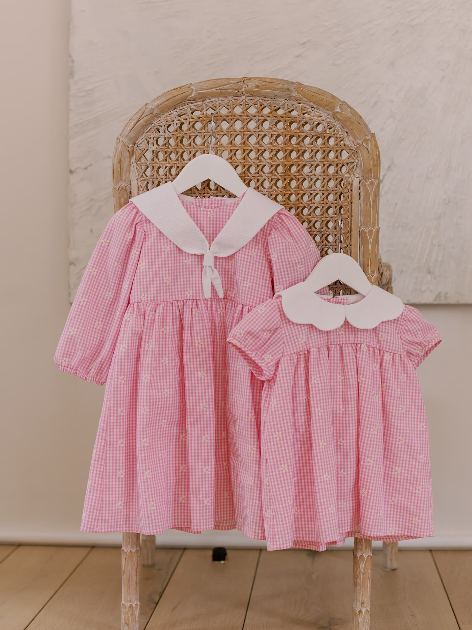 Pink Gingham Amelia Girl Embroidered Dress