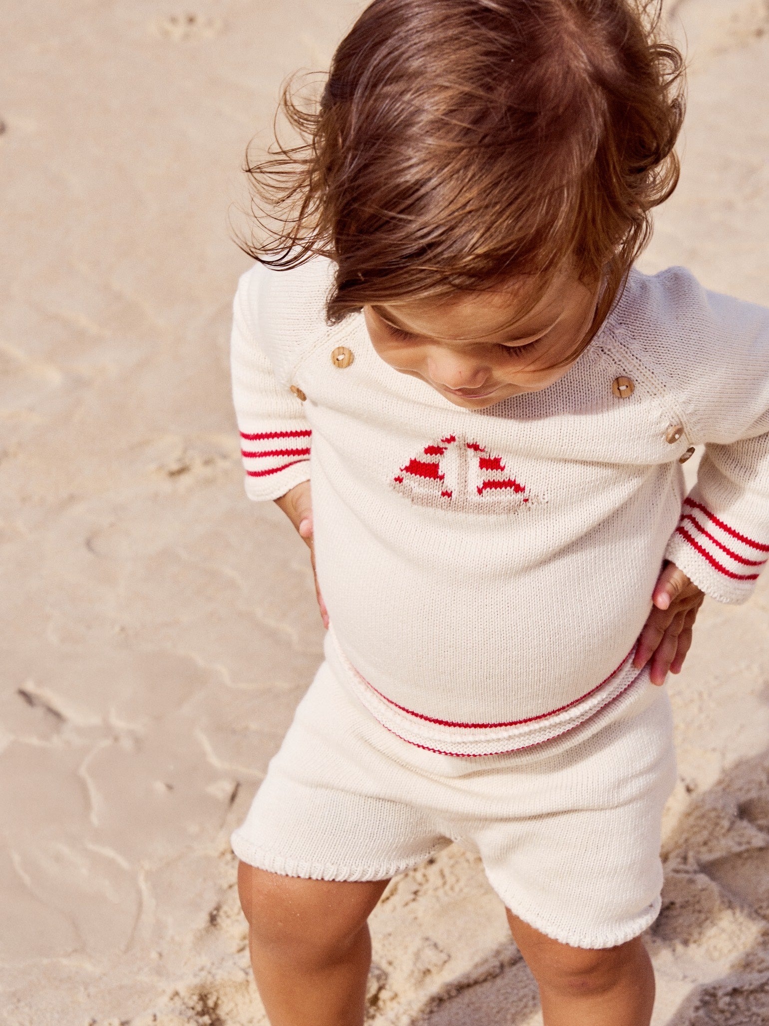 Red Stripe Ancla Cotton Baby Knitted Gift Box Set