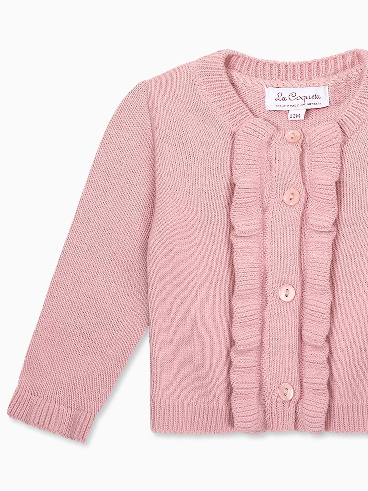 Dusty Pink Angela Merino Baby Girl Cardigan