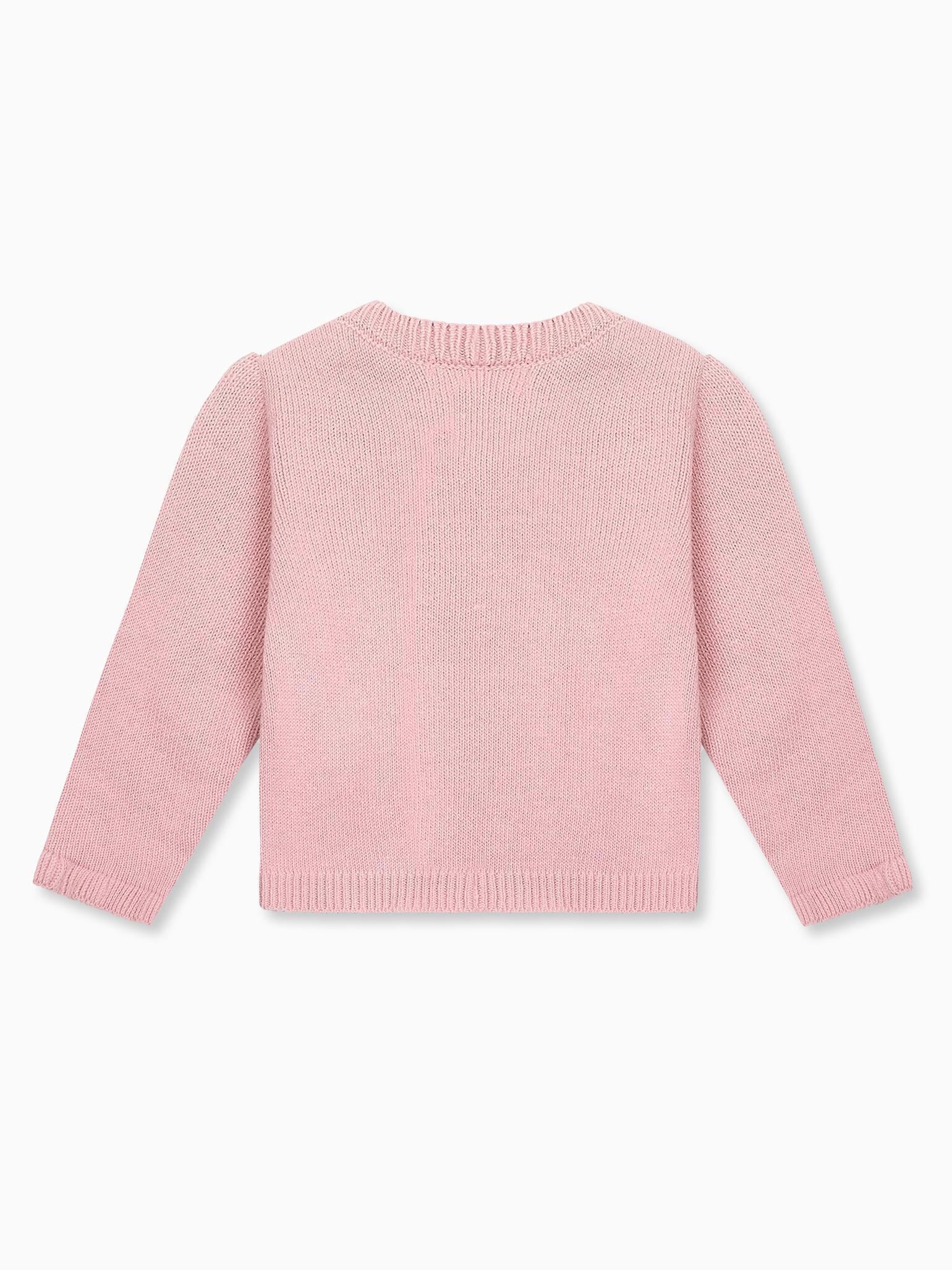 Dusty Pink Angela Merino Baby Girl Cardigan