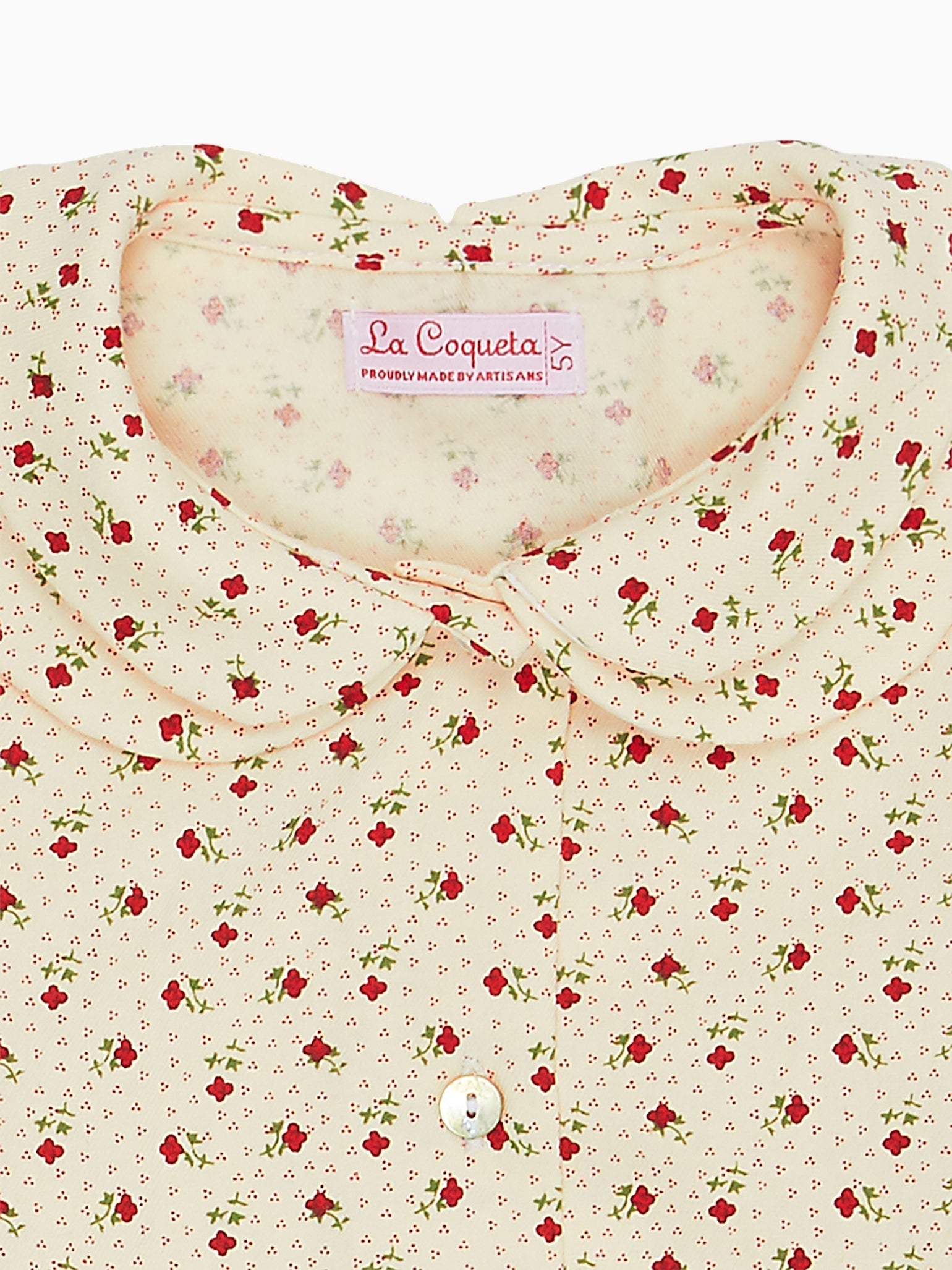 Cream Floral Ania Long Sleeve Girl Shirt