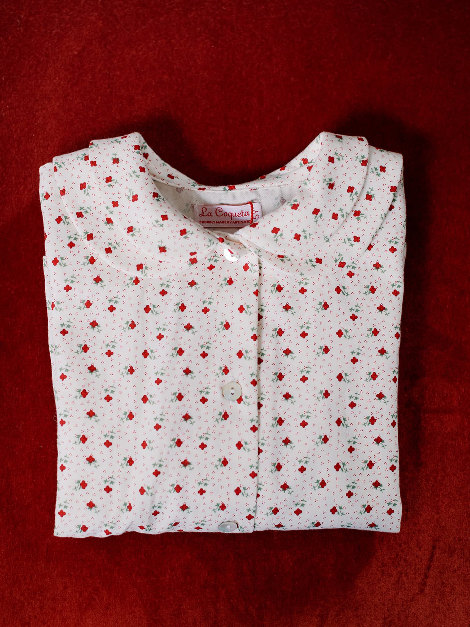 Cream Floral Ania Long Sleeve Girl Shirt