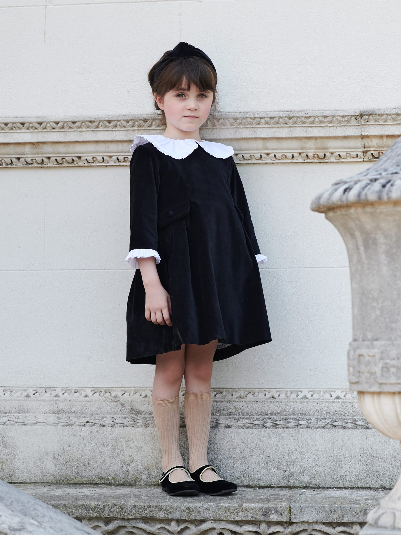 Black Anila Girl Velvet Dress