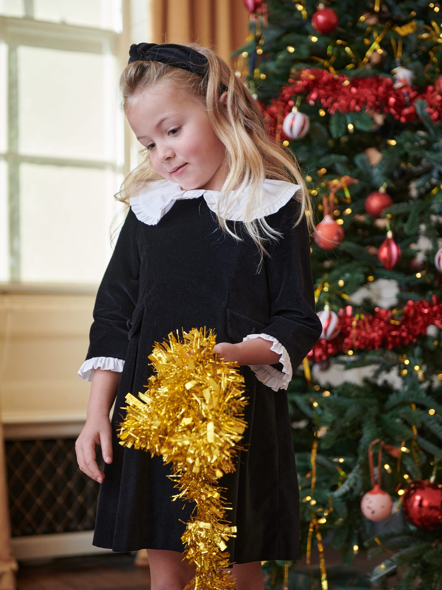 Black Anila Girl Velvet Dress