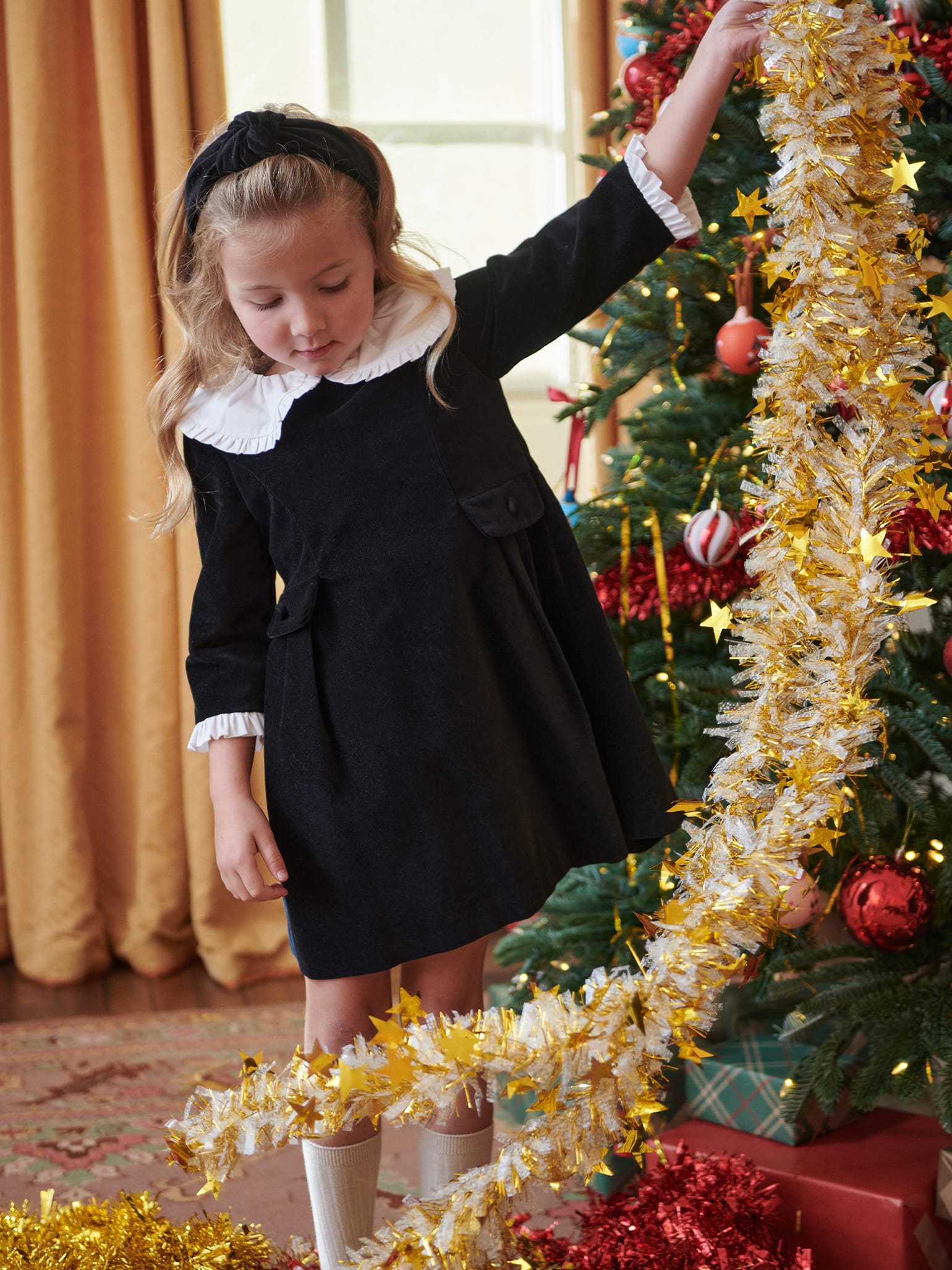 Black Anila Girl Velvet Dress