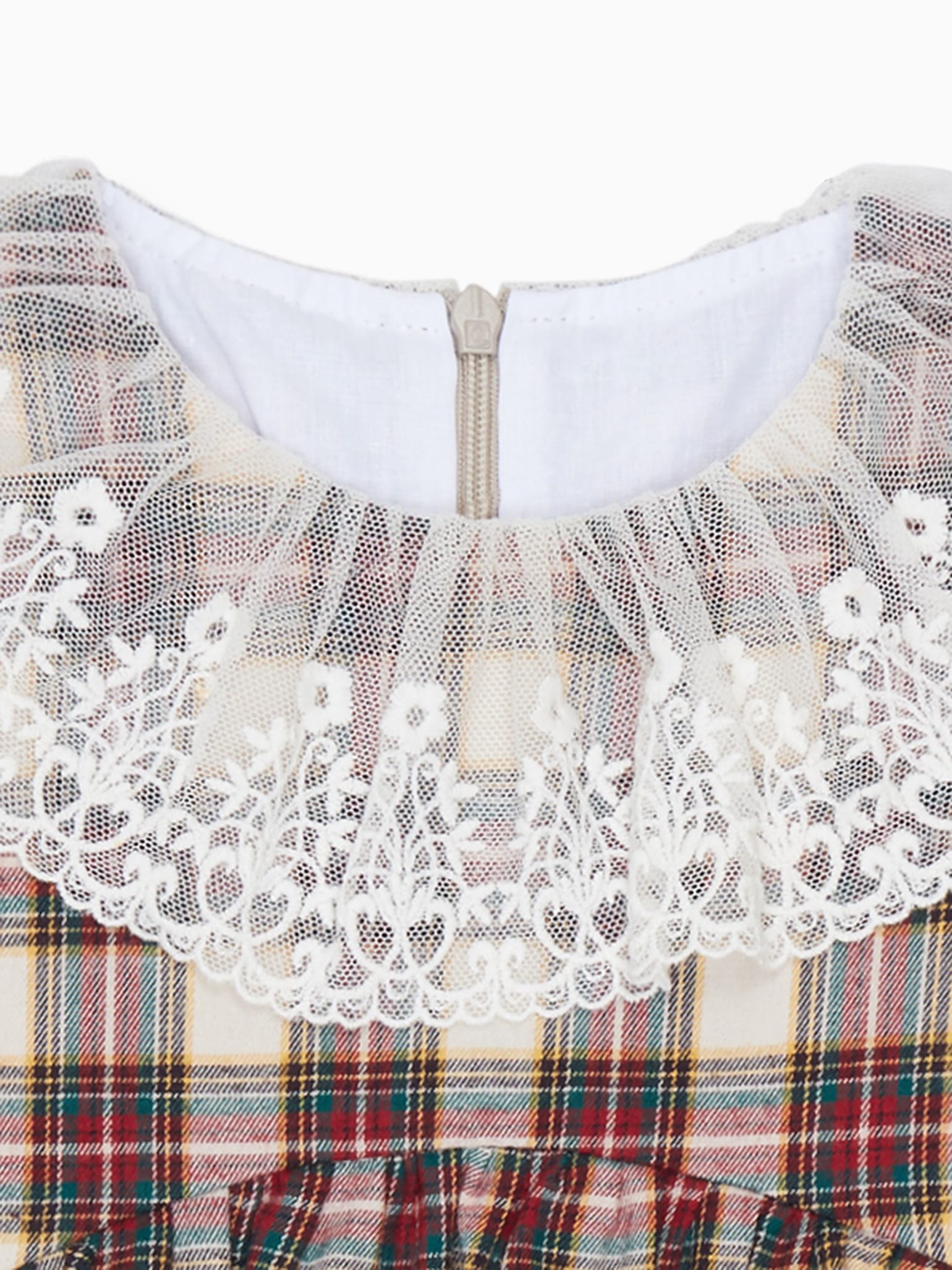 Ivory Tartan Aralia Girl Dress
