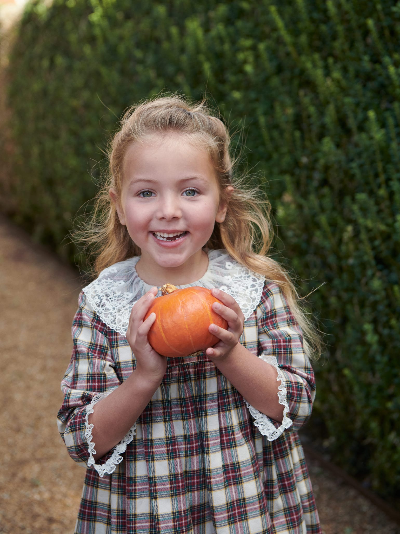 Ivory Tartan Aralia Girl Dress
