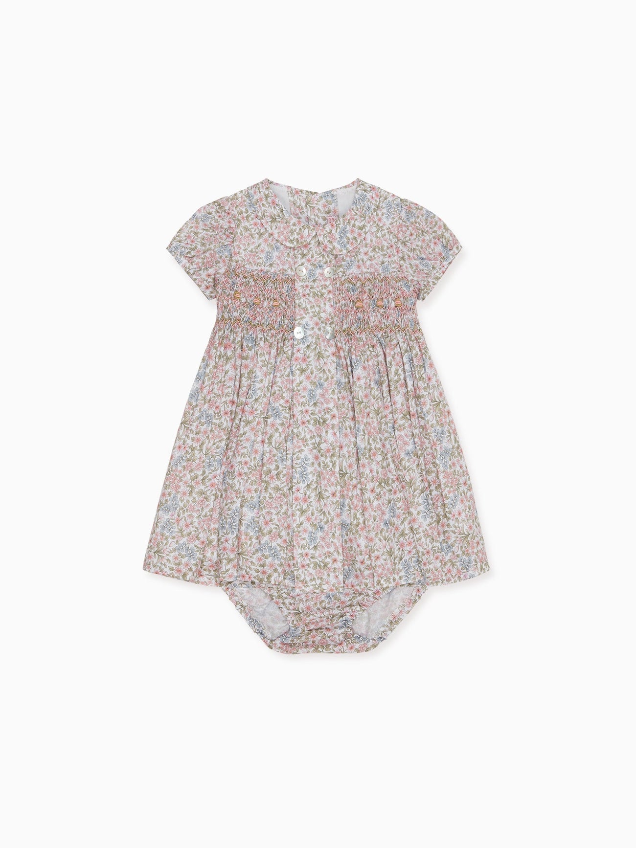 Pink Floral Arcadia Baby Girl Hand Smock Set