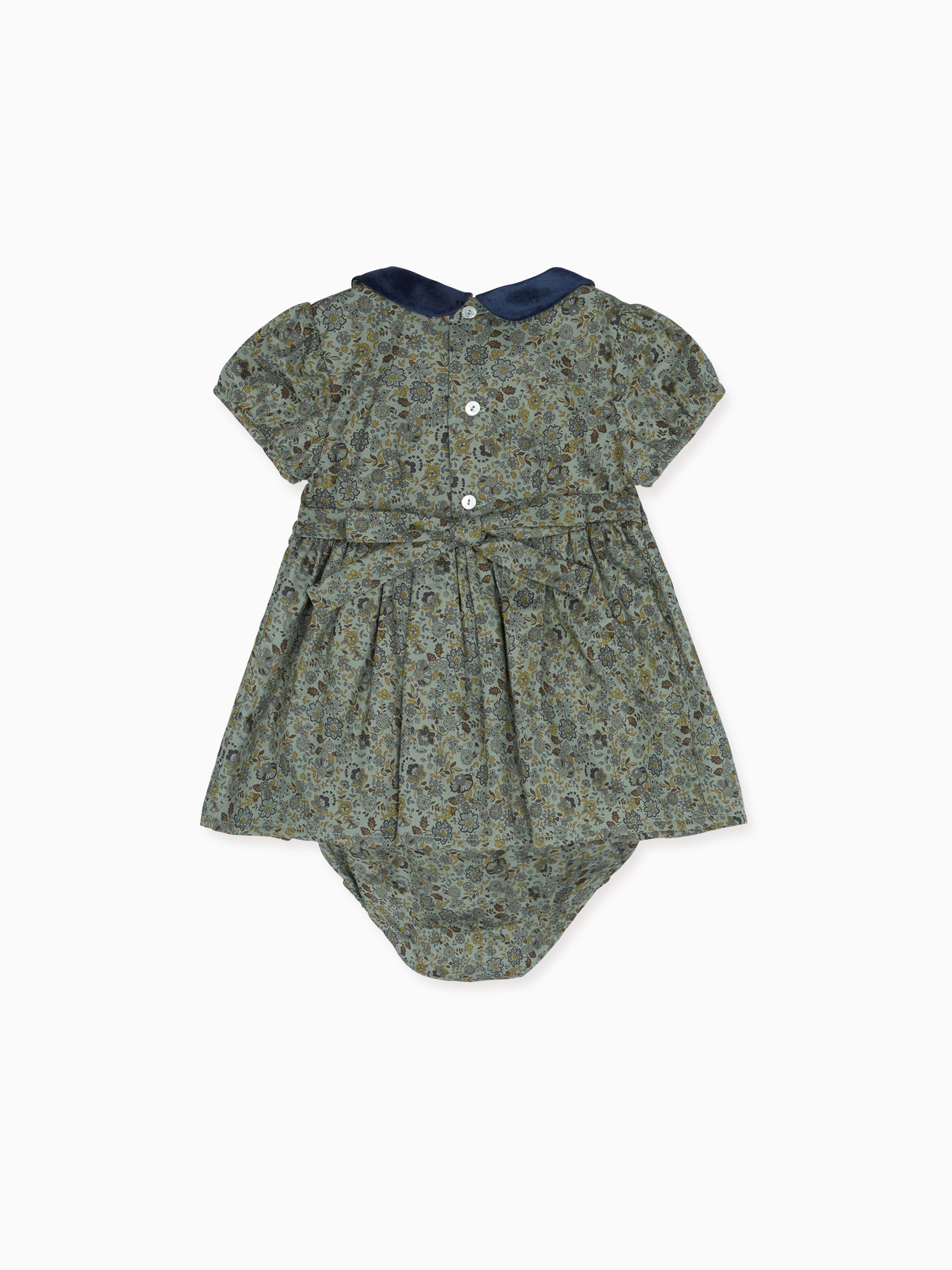 Green Floral Arcadia Baby Girl Smock Set