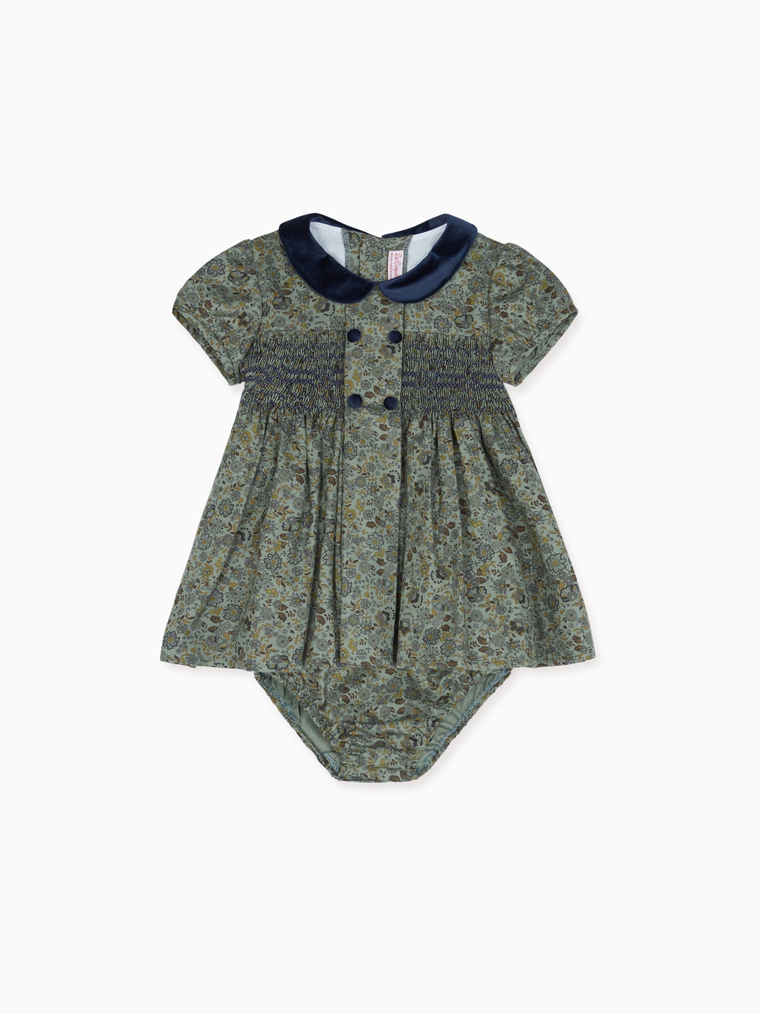 Green Floral Arcadia Baby Girl Smock Set