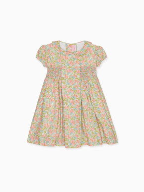 Pink Floral Arcadia Girl Made With Liberty Fabric Hand-Smocked Dress