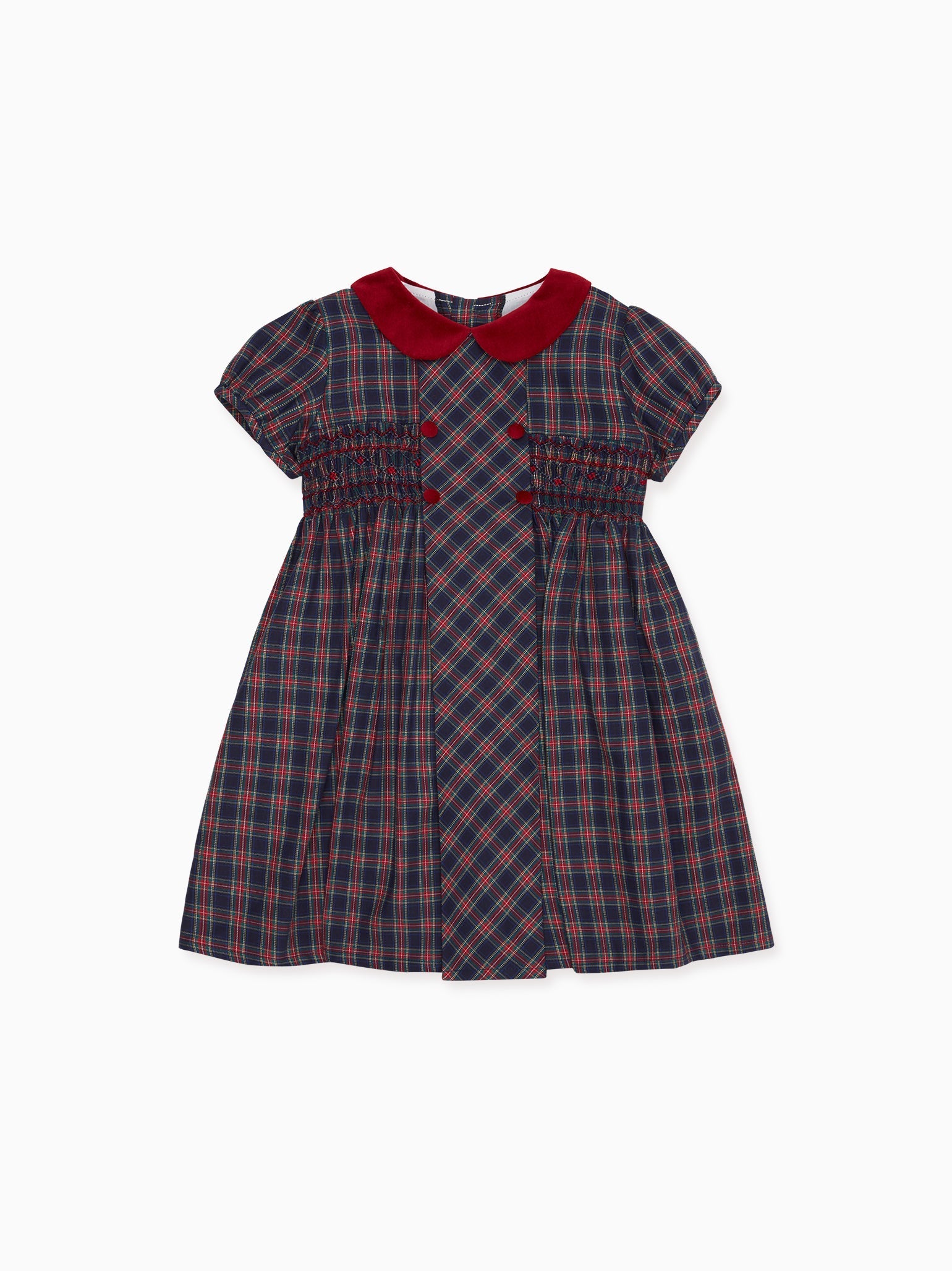 Navy Tartan Arcadia Girl Smock Dress