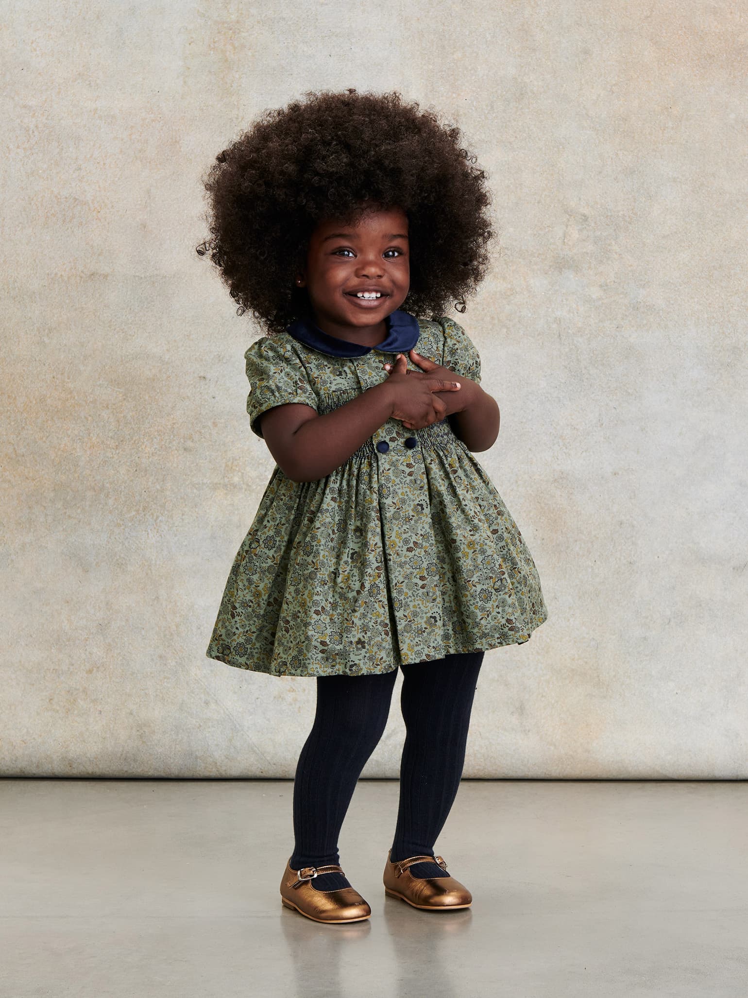 Green Floral Arcadia Baby Girl Smock Set