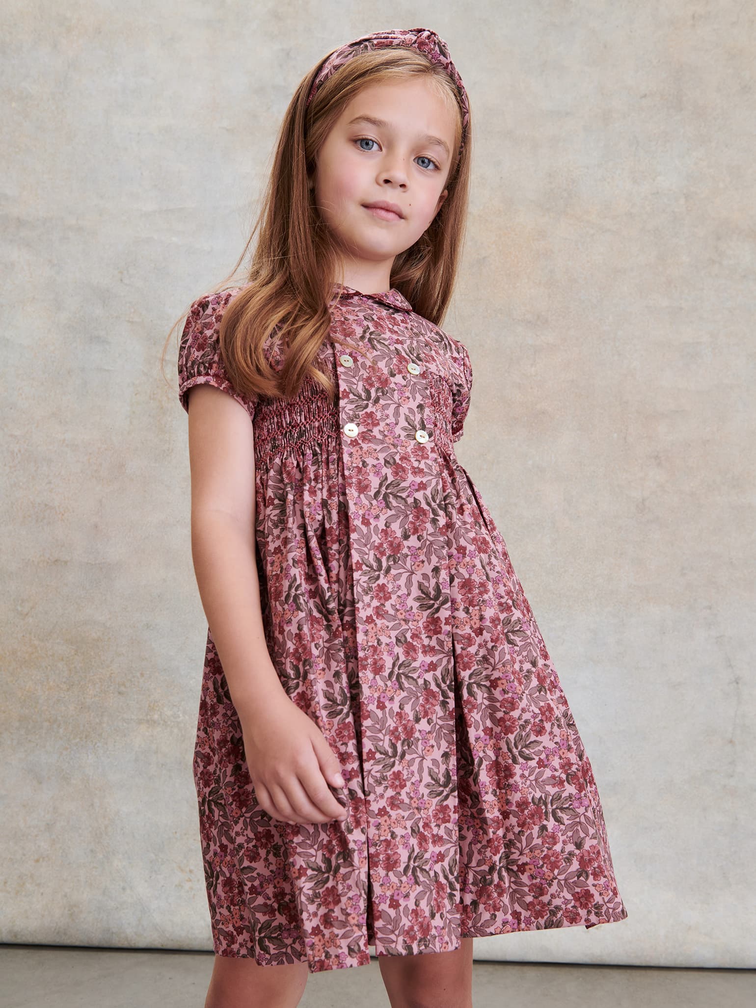 Pink Floral Arcadia Girl Smock Dress