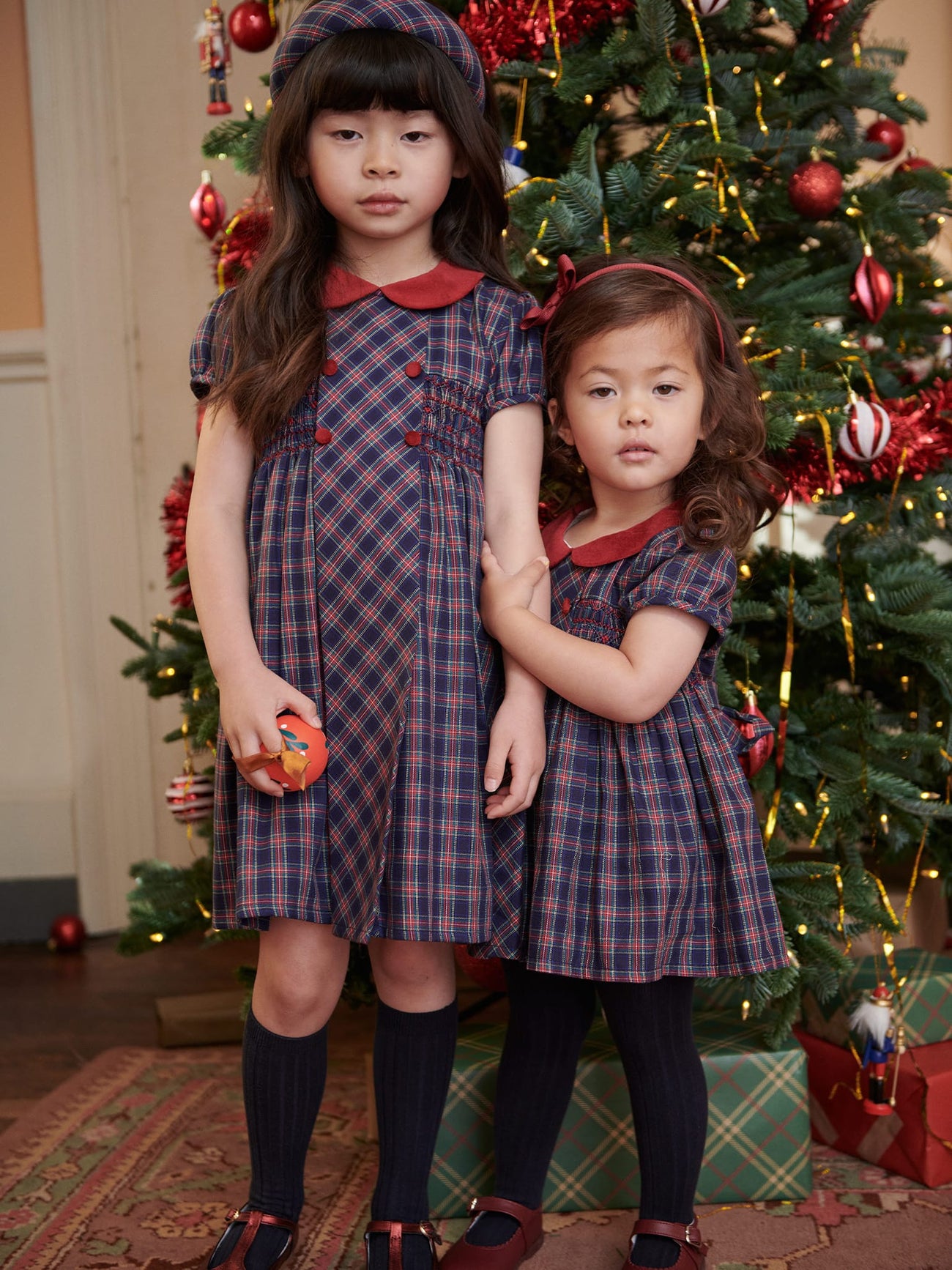 Navy Tartan Arcadia Baby Girl Smock Set