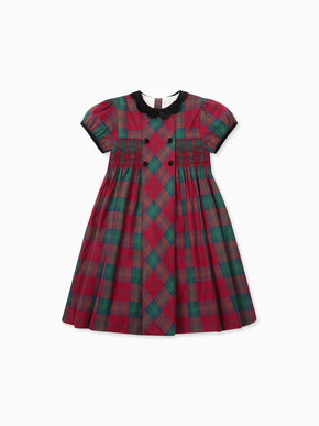 Green Tartan Arcadia Girl Hand-Smocked Dress
