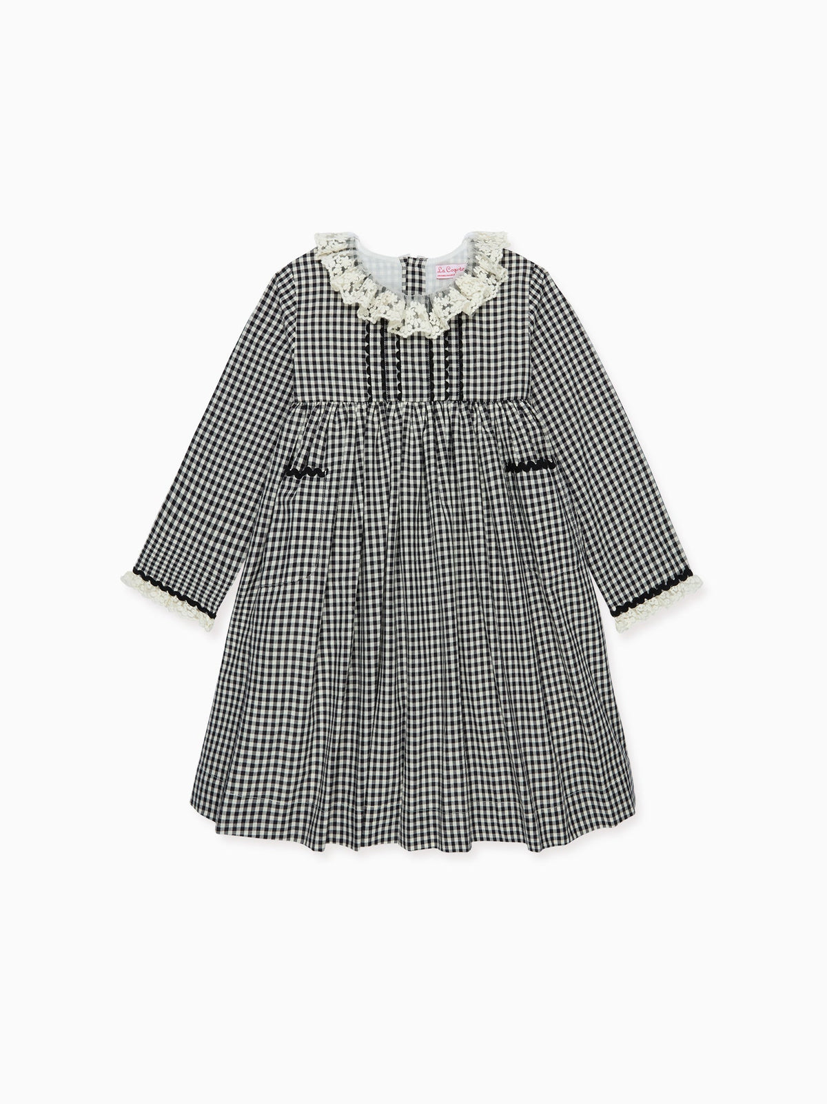 Black Gingham Aurelia Girl Empire Dress