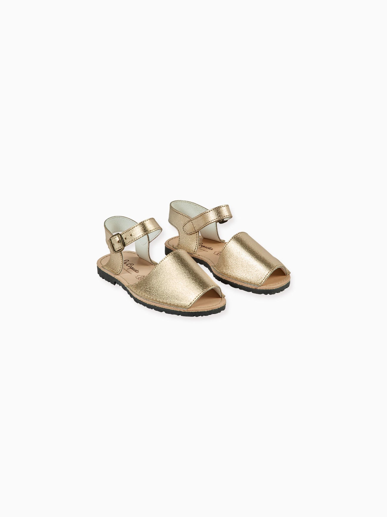Gold Avarca Leather Kids Sandals