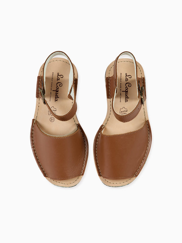 Tan Avarca Leather Kids Sandals