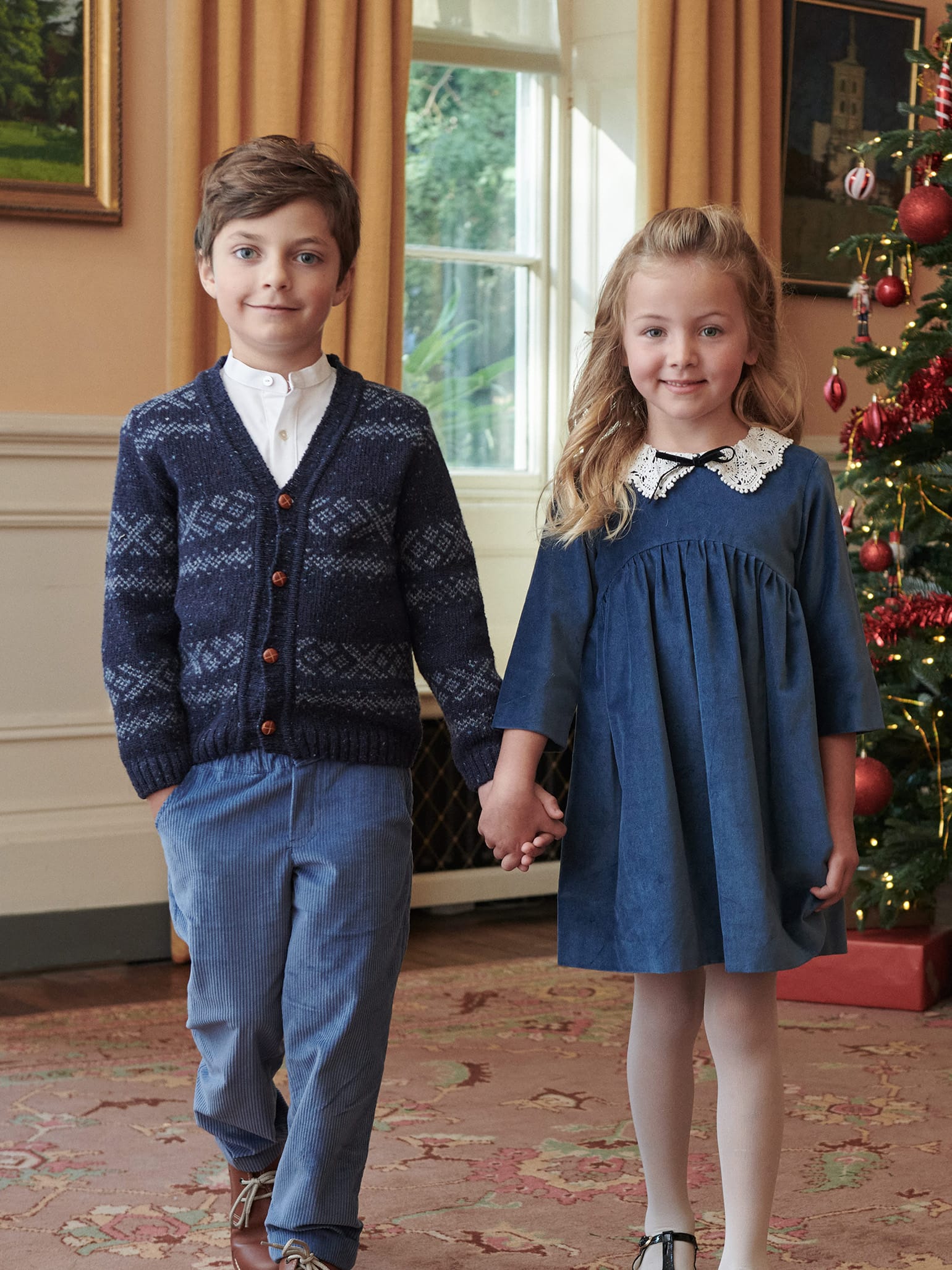 Blue Antonella Girl Velvet Dress