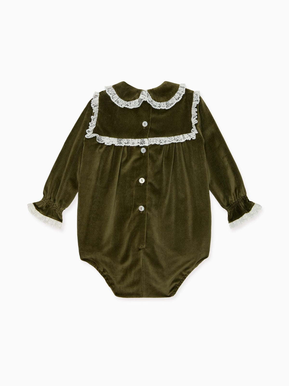 Olive Azura Velvet Baby Girl Romper