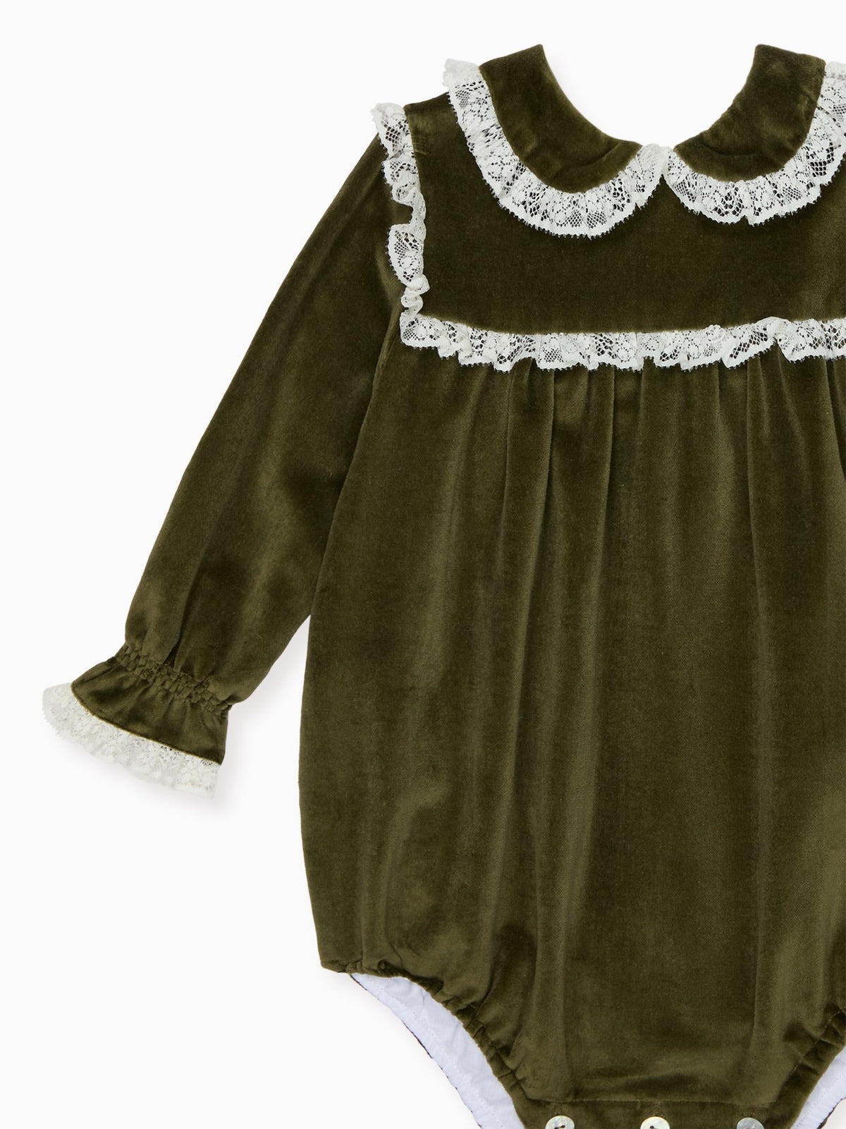 Olive Azura Velvet Baby Girl Romper