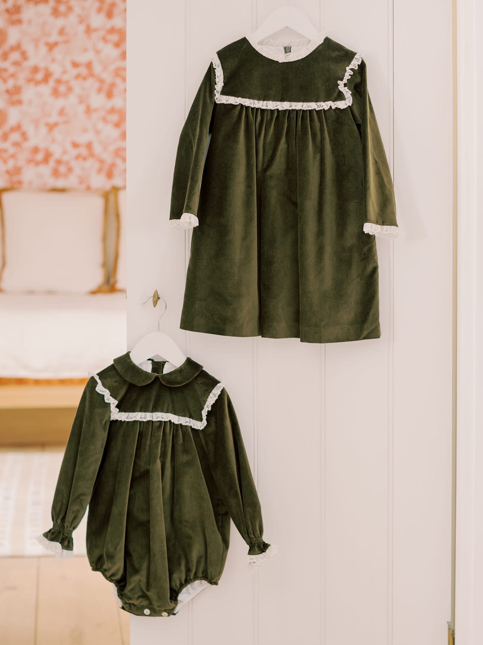 Green Carolina Girl Velvet Empire Dress
