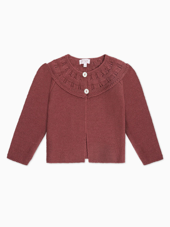 Dark Rose Baena Merino Baby Girl Cardigan