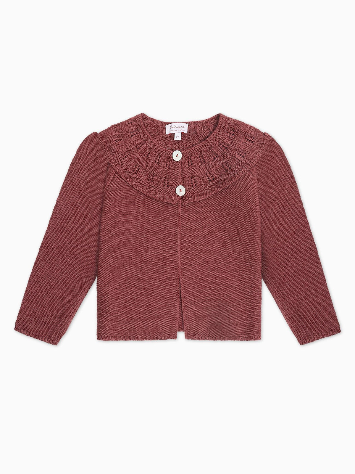 Dark Rose Baena Merino Baby Girl Cardigan