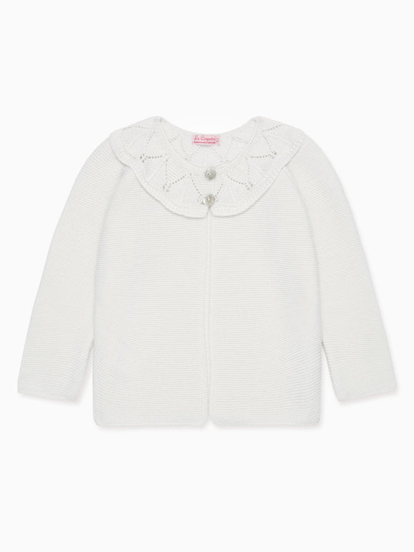 Ivory Baena Merino Girl Cardigan