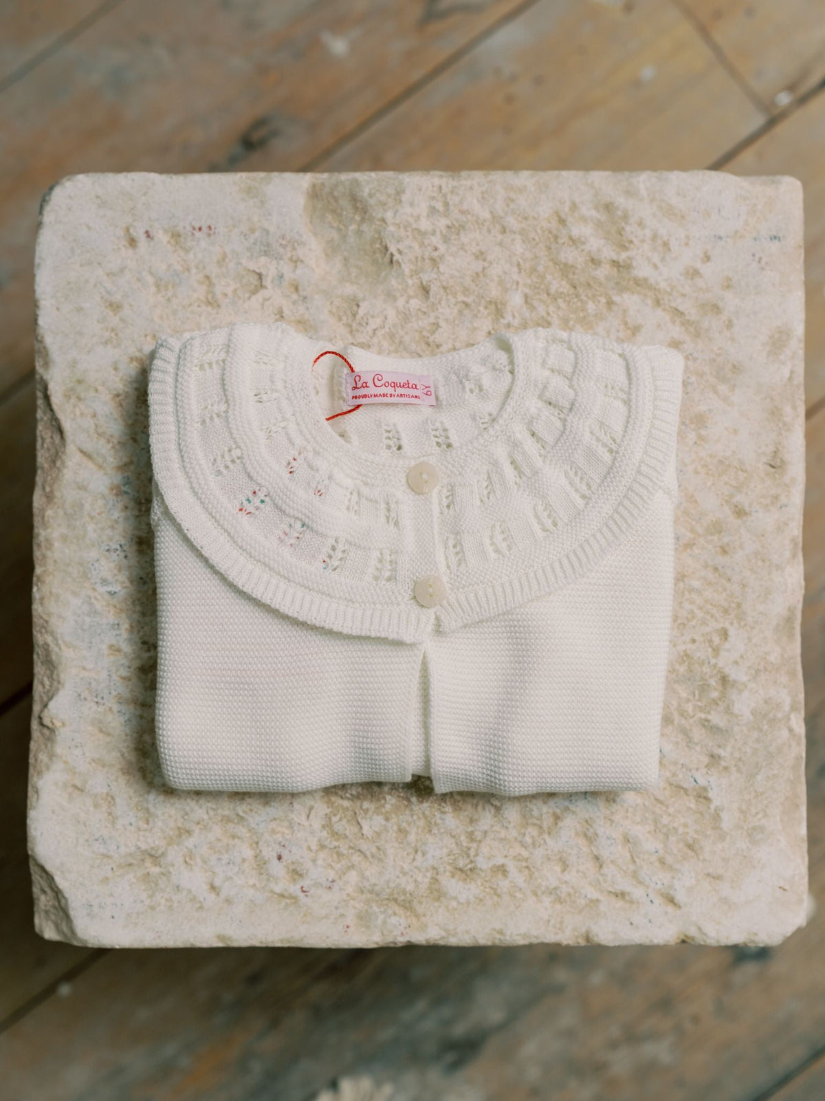 Ivory Baena Merino Girl Cardigan