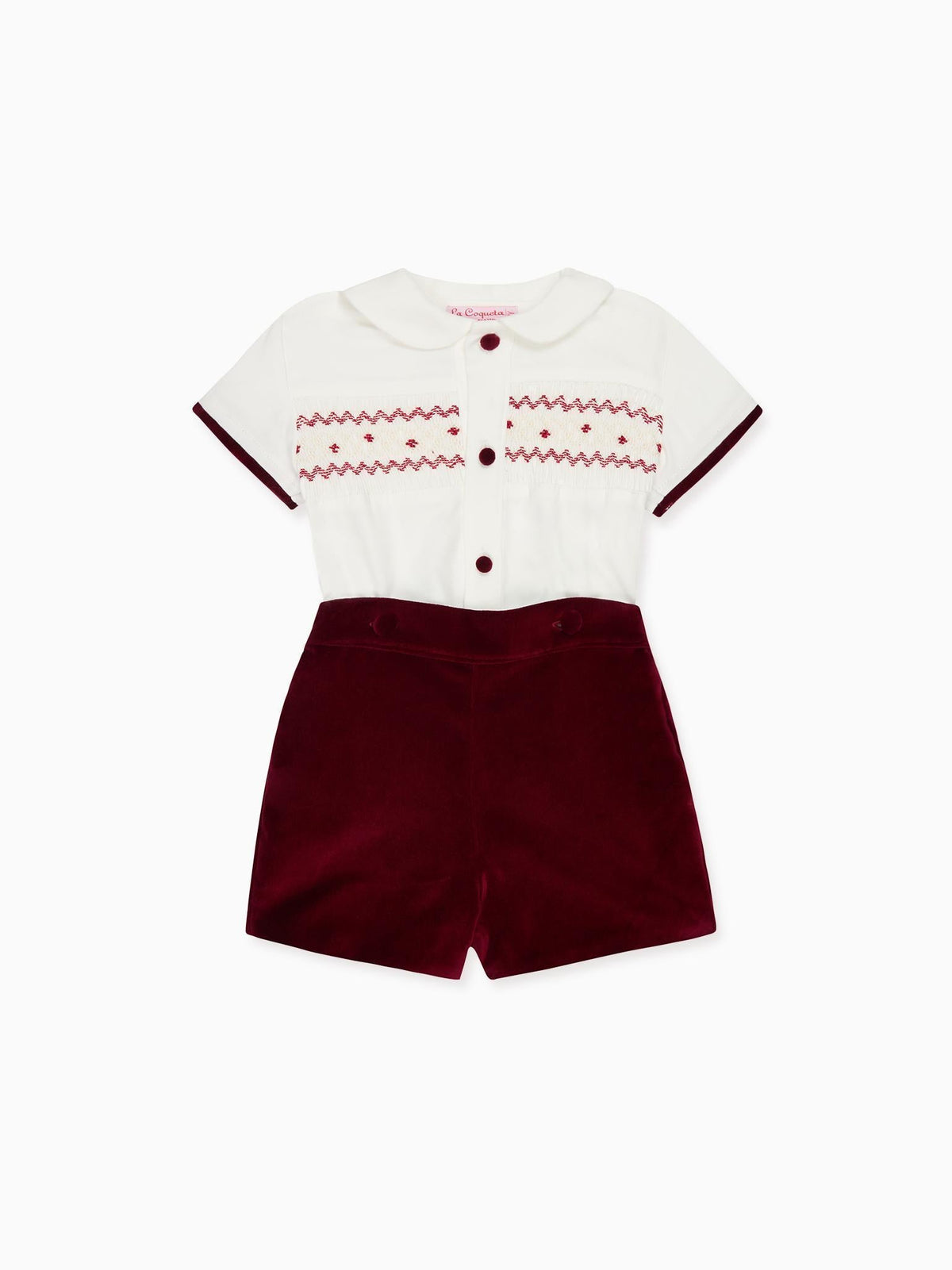 Burgundy Bautista Baby Boy Hand-Smocked Set