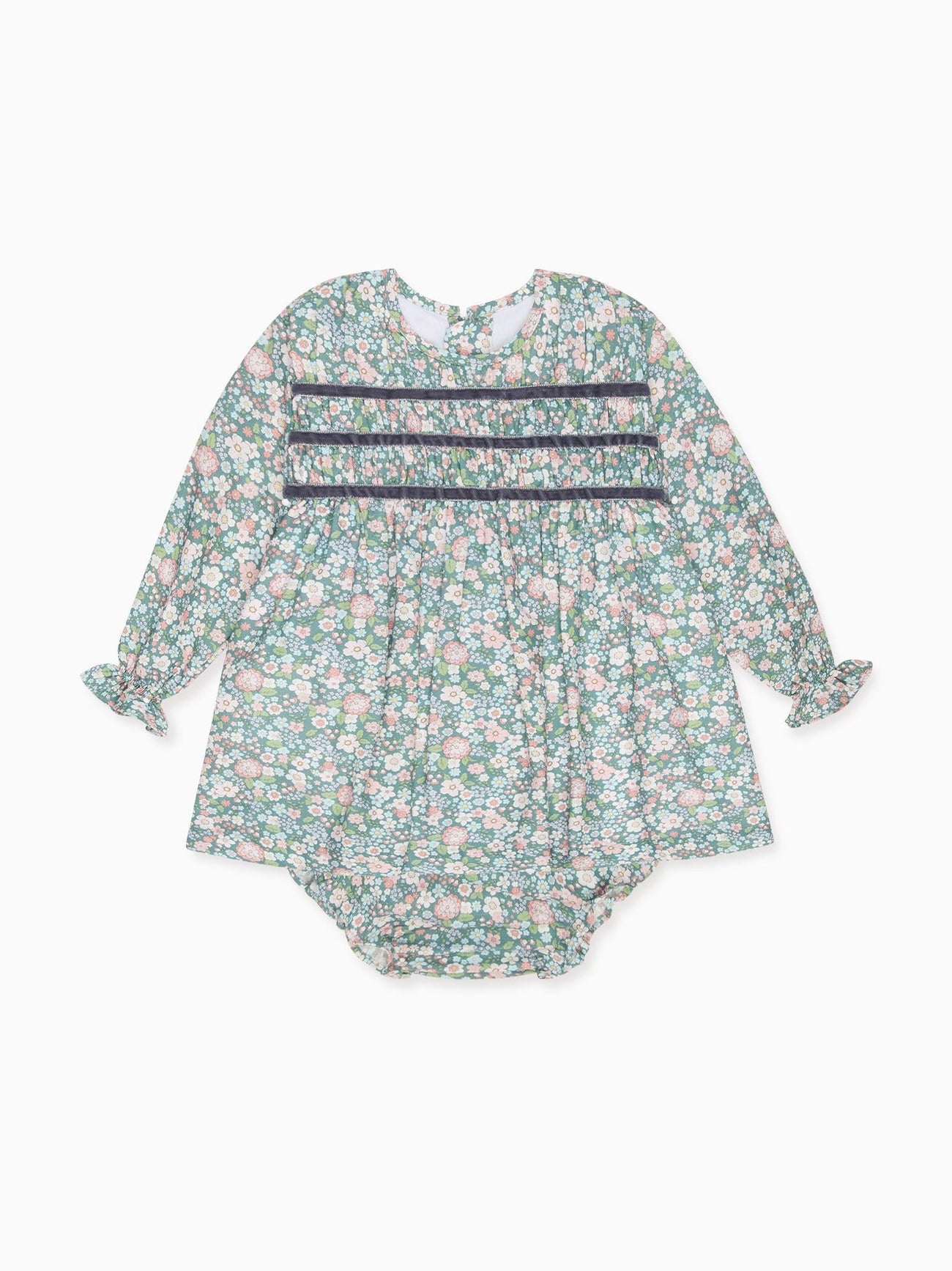 Green Floral Belia Baby Girl Smocked Set