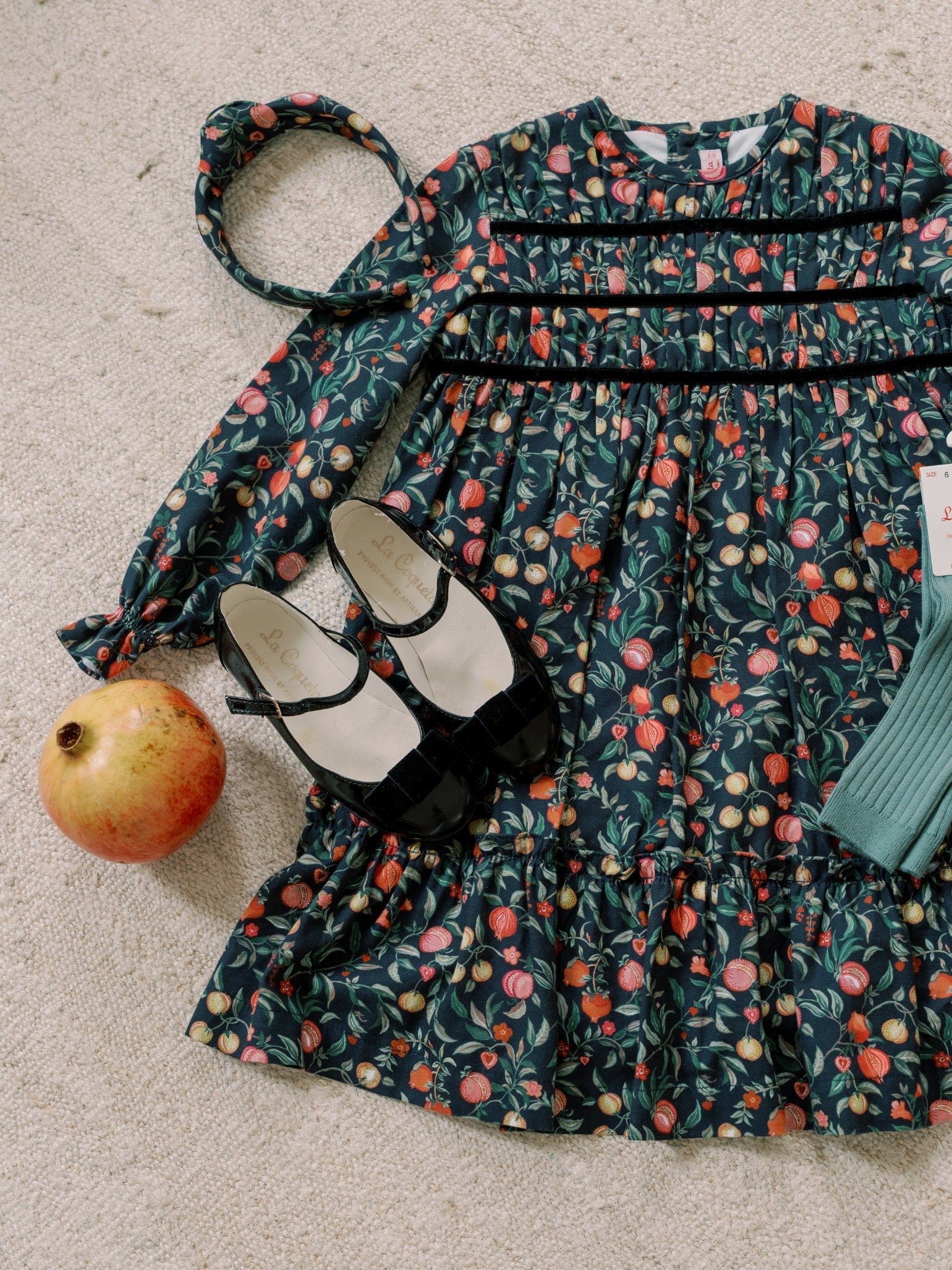 Belia Girl Dress, Knee High Socks & Bow Mary Jane Shoes Outfit Bundle