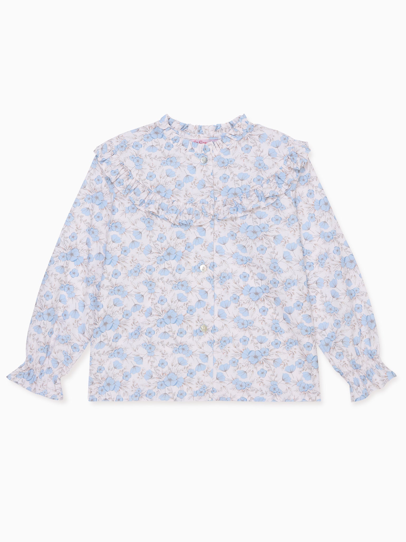 Blue Floral Bella Long Sleeve Girl Shirt