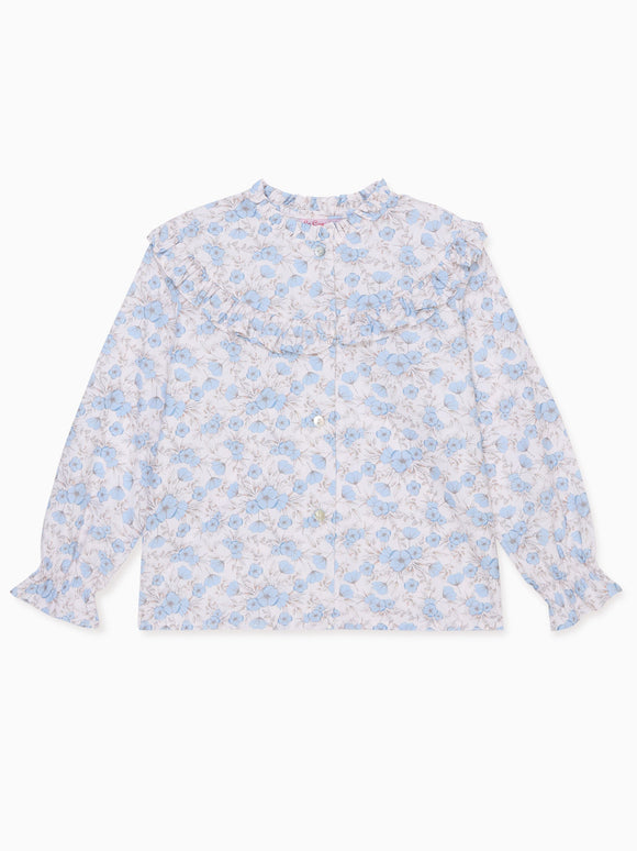 Blue Floral Bella Long Sleeve Girl Shirt