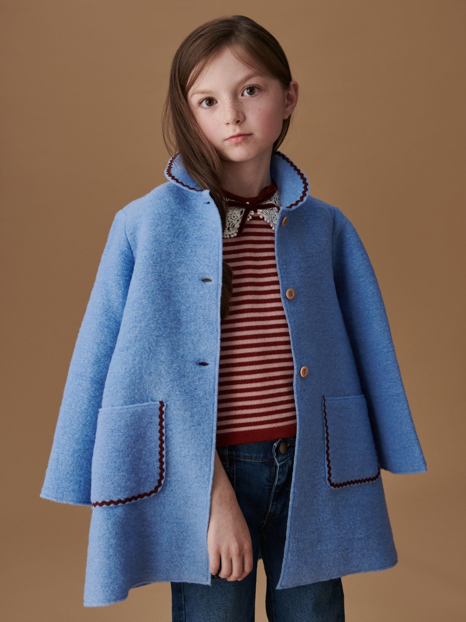 Burgundy Stripe Blanca Merino Girl Jumper