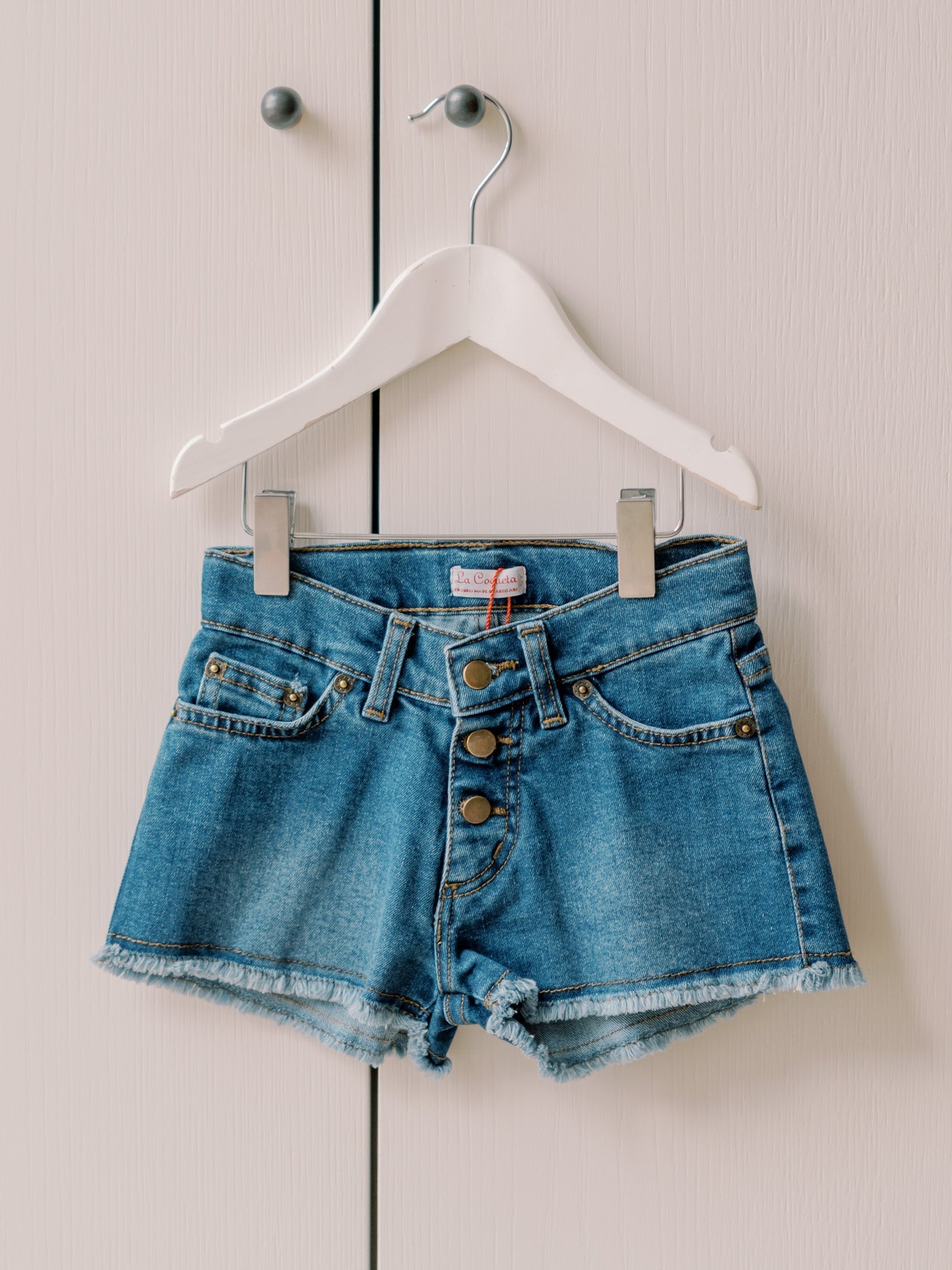Denim Blue Fleca Girl Cotton Shorts