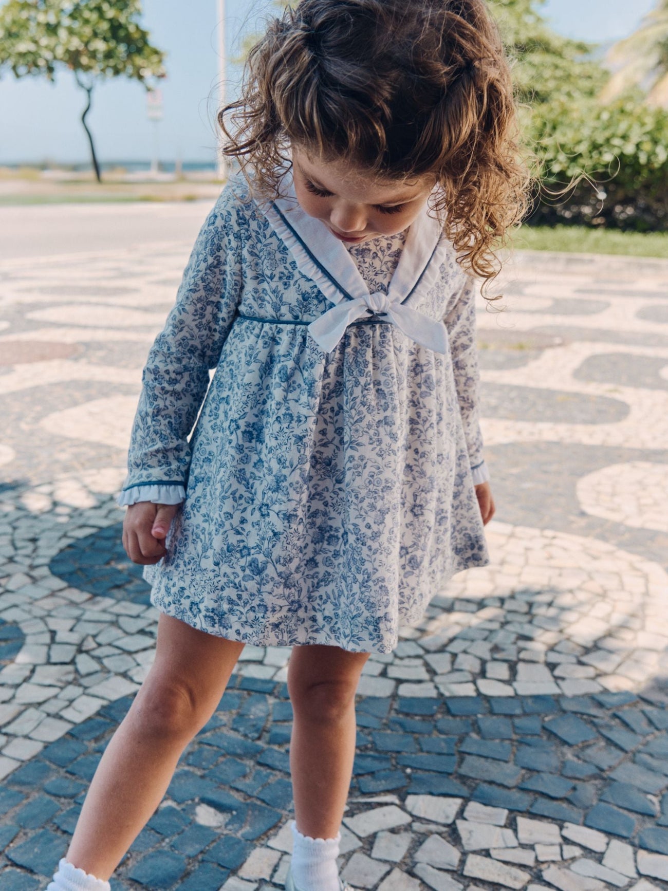 Dark Blue Floral Aranda Baby Girl Set